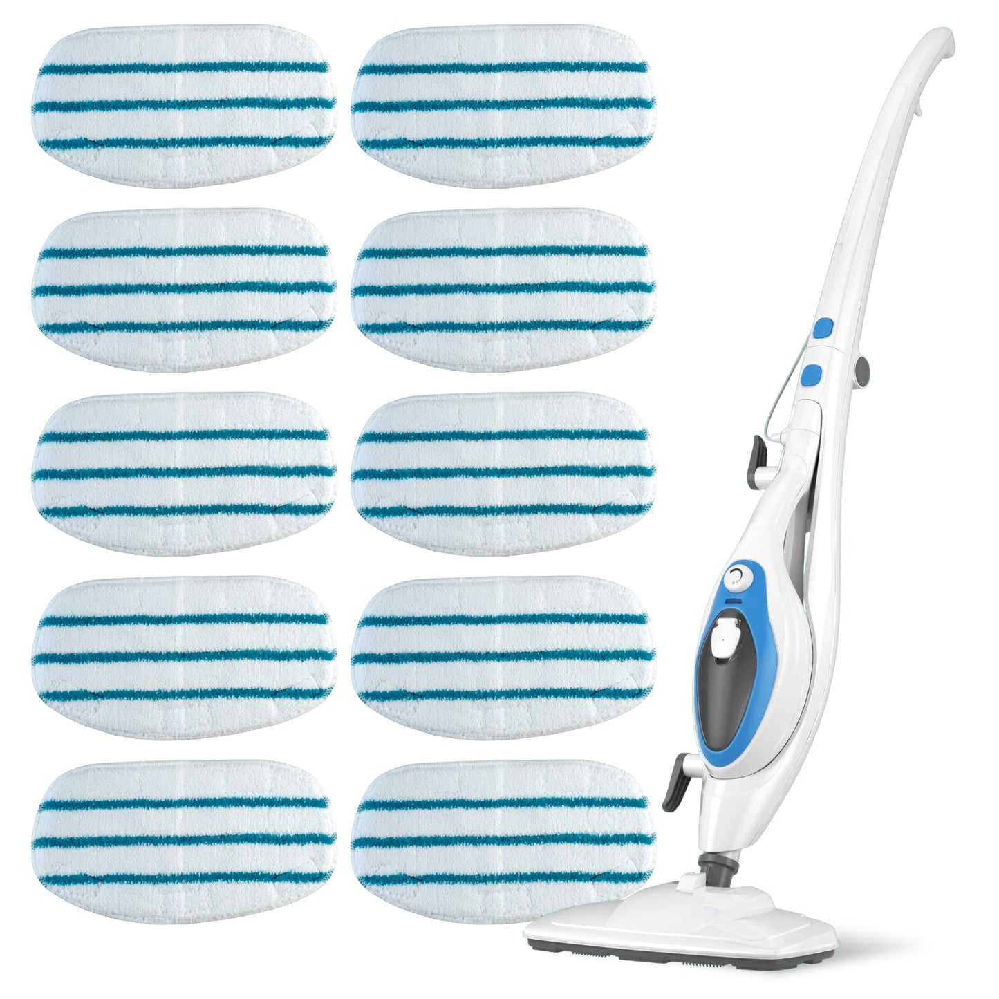 BlueStars 10-Pack Replacement Microfiber Steam Mop Pads Compatible with PurSteam ThermaPro 10-in-1 and ThermaPro 211 Steam Mop Cleaners – Washable and Reusable Mop Pads for Steamer Floor Cleaning