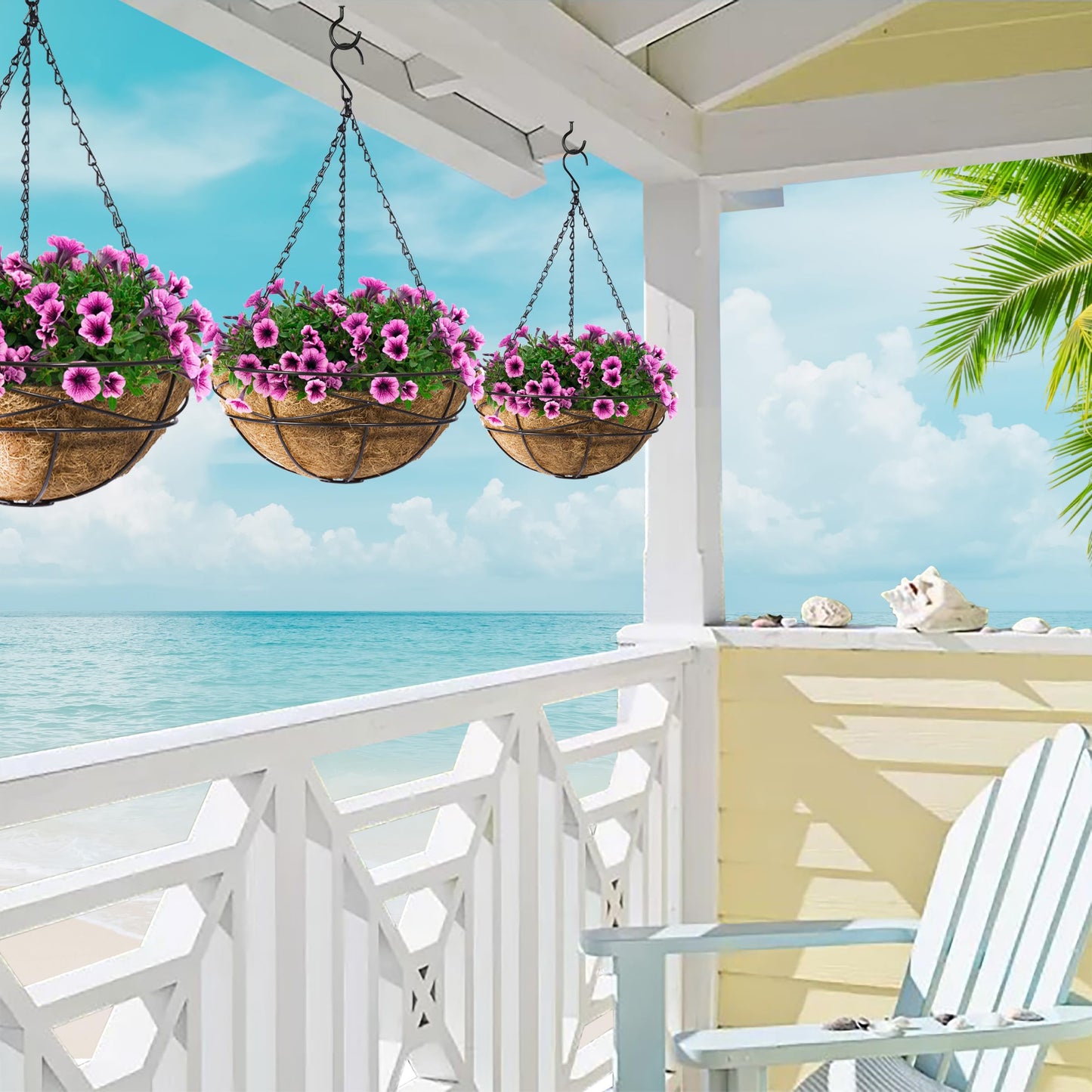 Sorbus Planter Basket Set Hanging Flower Pot Basket & Liner for Indoor/Outdoor Garden Dãcor Perfect for Home Garden Patio Deck (4-Pack)