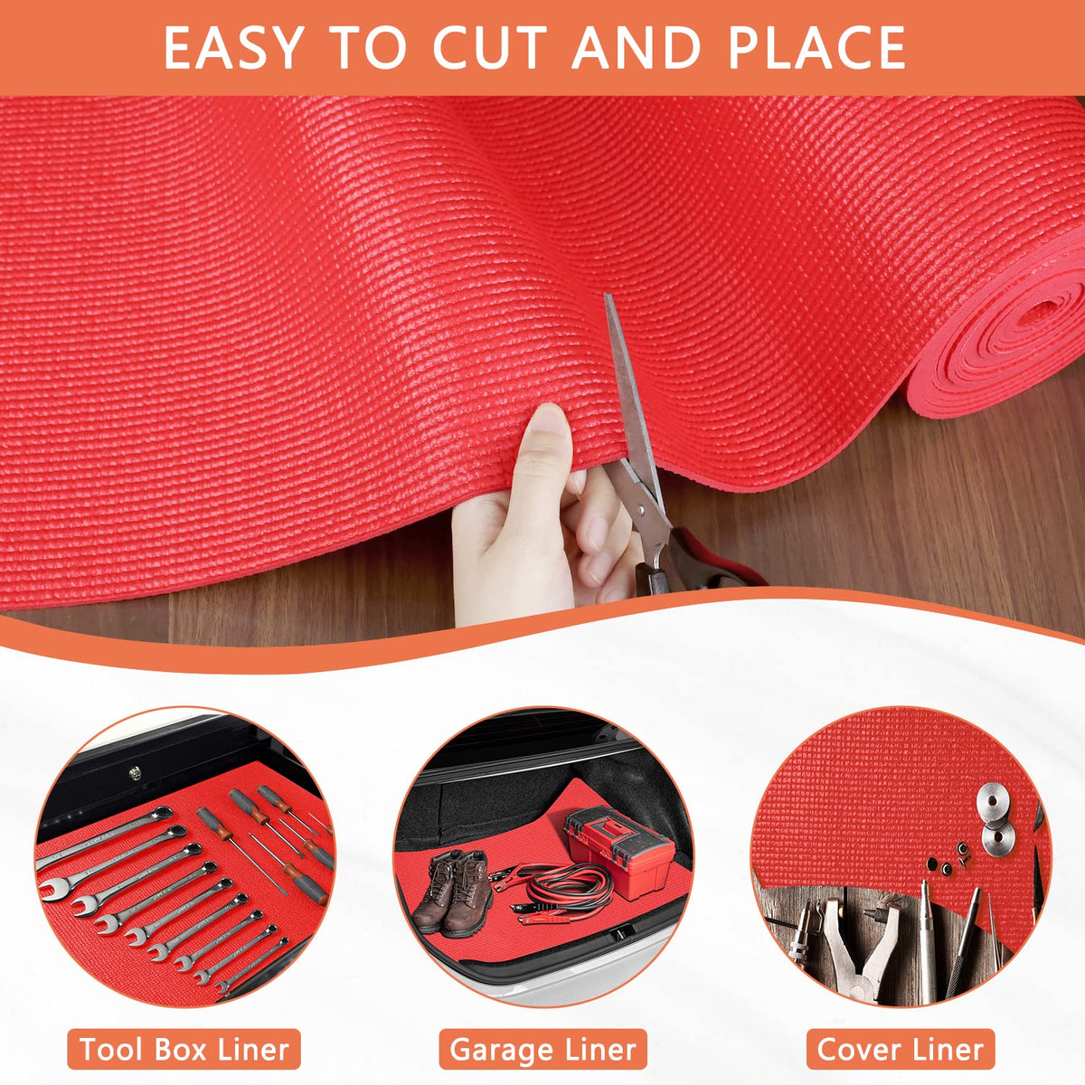 Foam Toolbox Liner Drawer Mat 1/8 Inch Thick X 20 Inch Wide X 24 Ft Long Red, No Slip for Protecting Cabinet, Garage, Cart, Tool Box