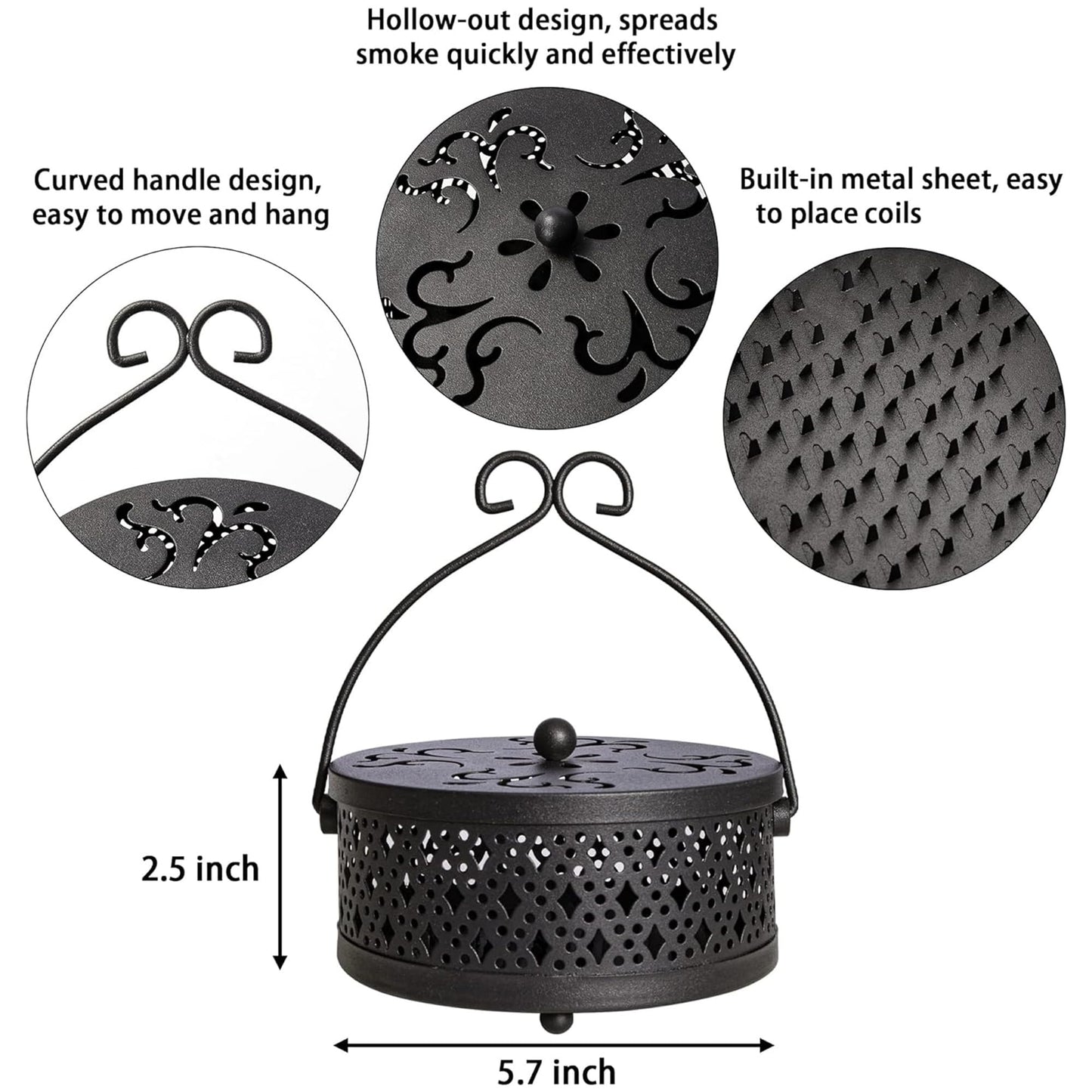 MyLifeUNIT 2 Pack Retro Portable Incense Burner for Home and Camping (Black)