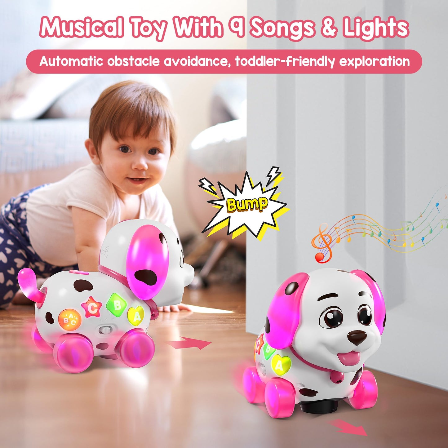Puppy Toys for 1 Year Old Girl Gifts, Musical Baby Toys 6-12-18 Months, 1st First Birthday Girl Gifts for Boy, 1 Year Old Present, Bilingual Toddlers Learning Toy with Music Light