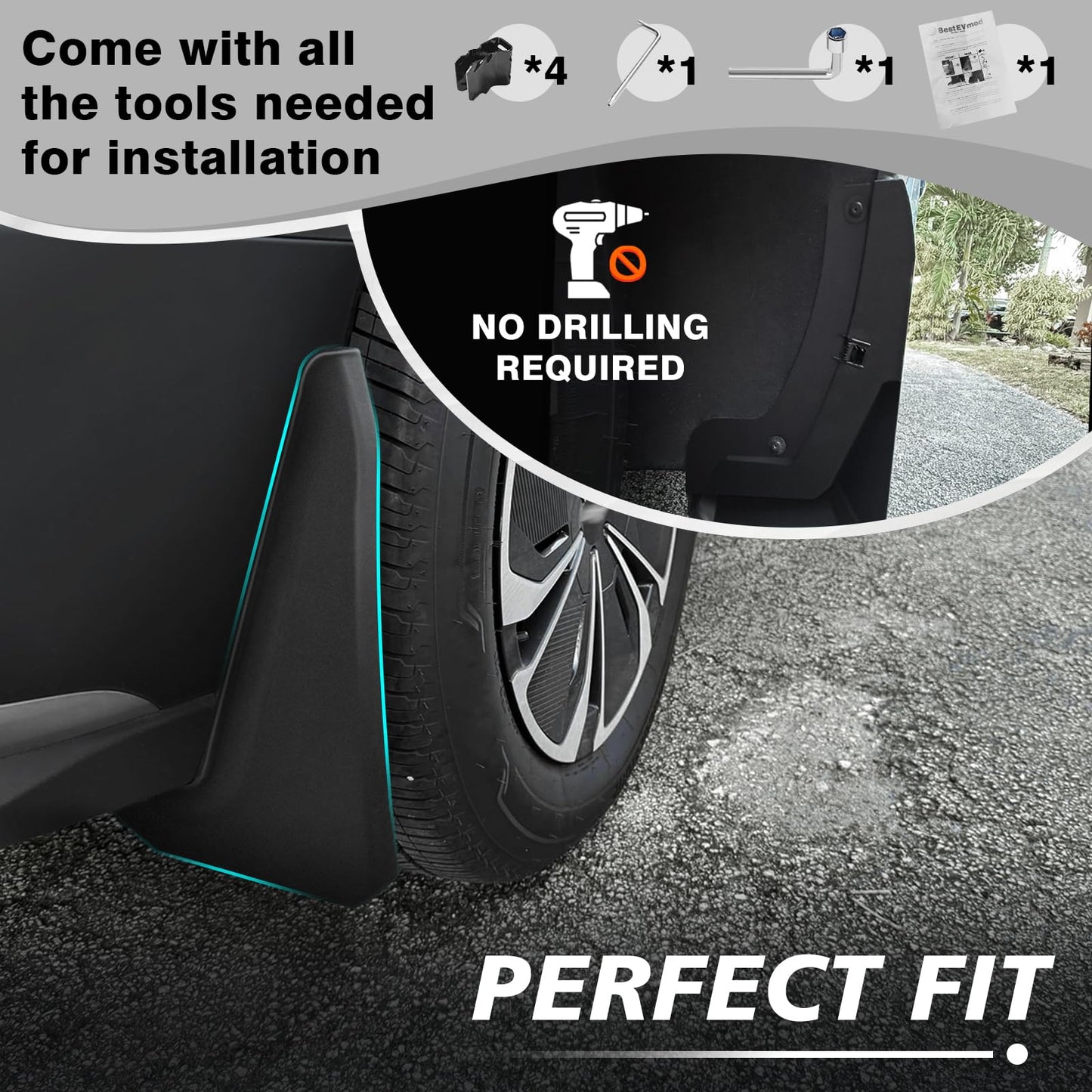 BestEvMod Mud Flaps Splash Guards Fit for Chevrolet Blazer EV 2026 2025 2024 Accessories Fender Dirt Protection Winter Sediment Dirt Protection No Need to Drill Holes Set of 4 NOT FIT SS Models