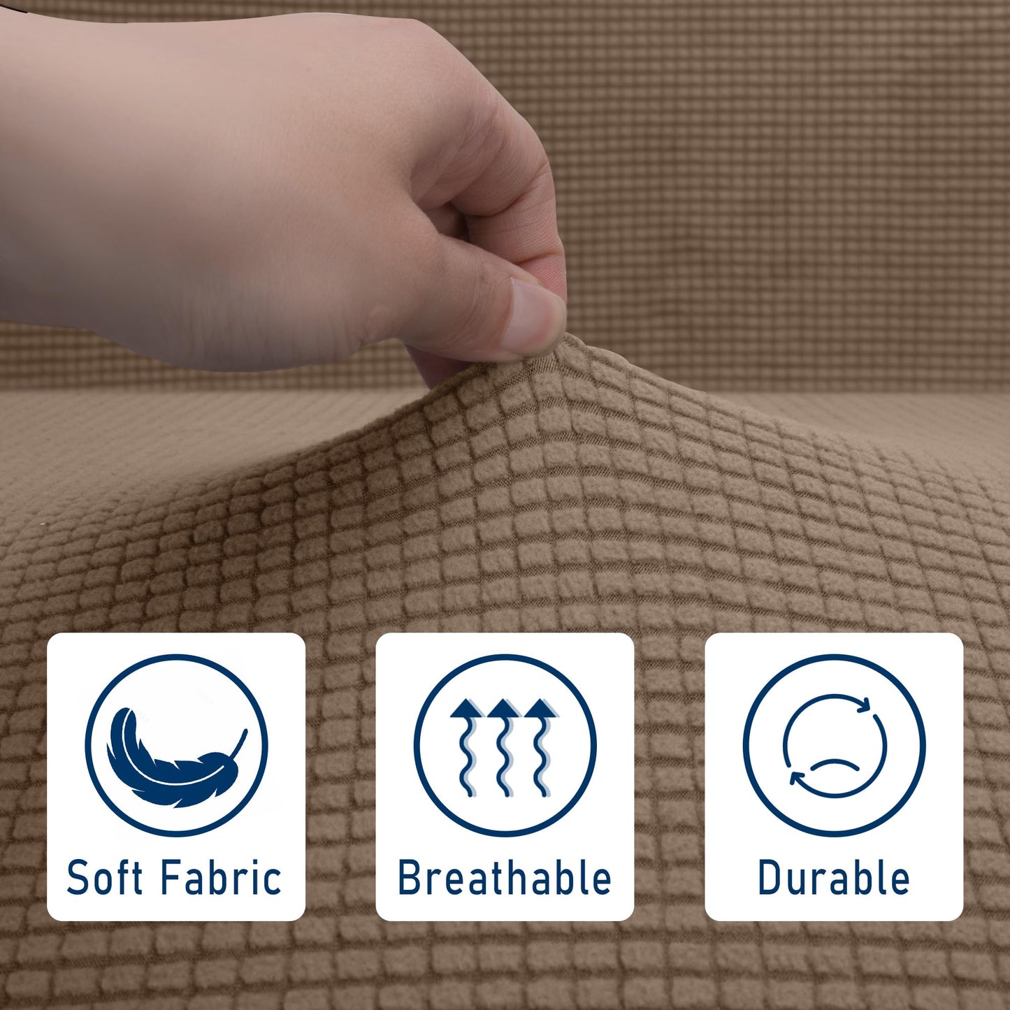 Tlswshsy 2Set RV Dinette Cushions Covers- RV Stretch Sofa Seat Slipcovers -Washable Loveseat Sofa Furniture Protector for RV Camper Car Bench (Camel 2 Backrest Covers & 2 Bench Covers)