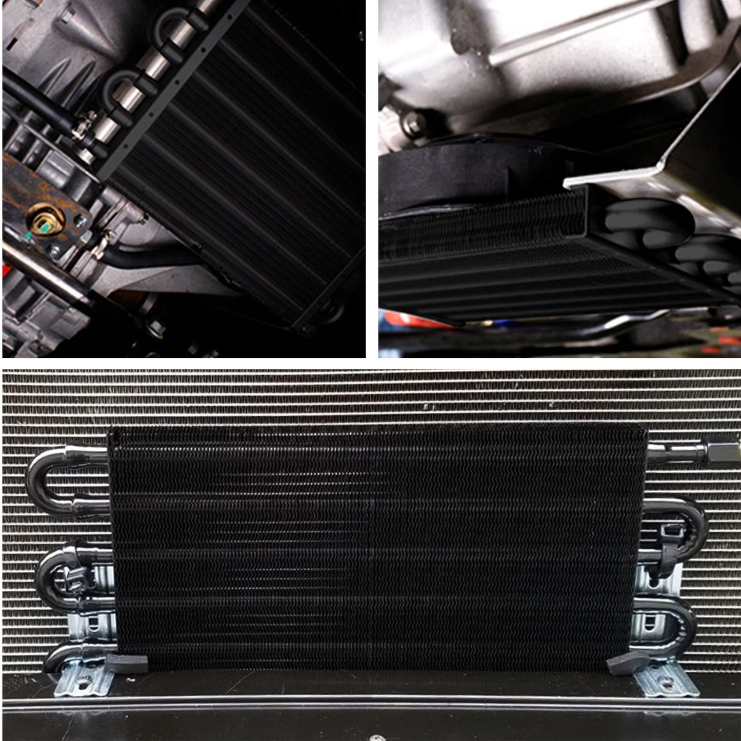 EVIL ENERGY 5/16" Transmission Oil Cooler, 6 Pass Tube and Fin Cooler Kit Universal Aluminium Black