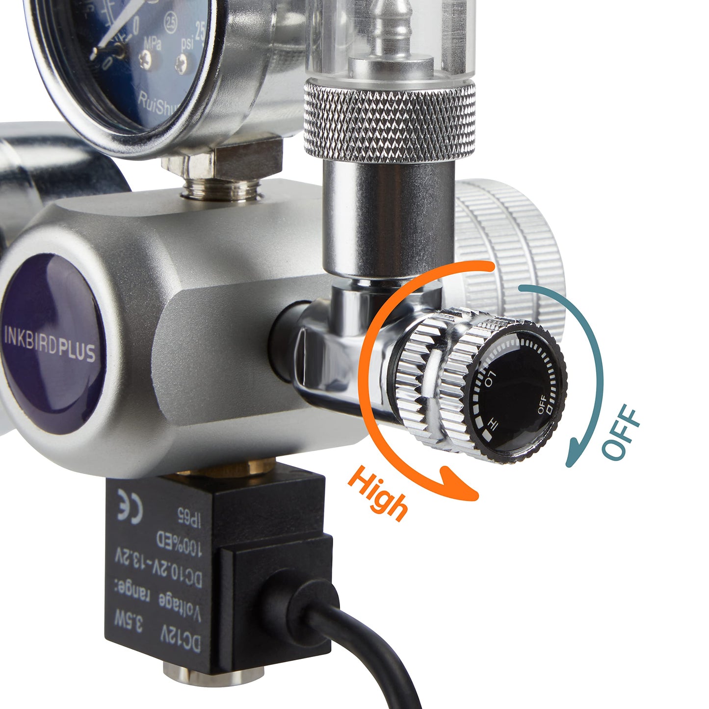 INKBIRDPLUS 12V DC CO2 Regulator with Dual Gauges, Bubble Counter with Check Valve and Solenoid Valve with Non-Leaking Design for Aquarium, Planting, Brewing