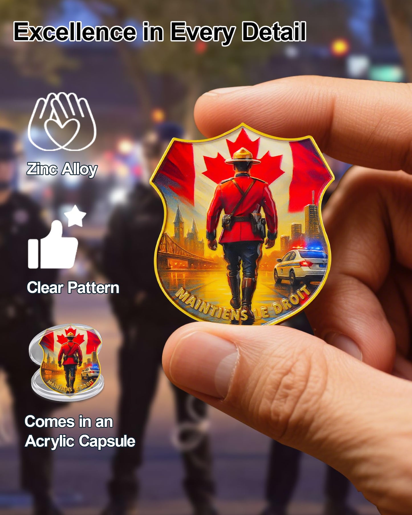 RYUKENLM 5pcs Canadian Police Challenge Coin Canadian Police Tribute Collectible Police Badge Coins Perfect Patriotic Token Gift for Police and Enthusiasts