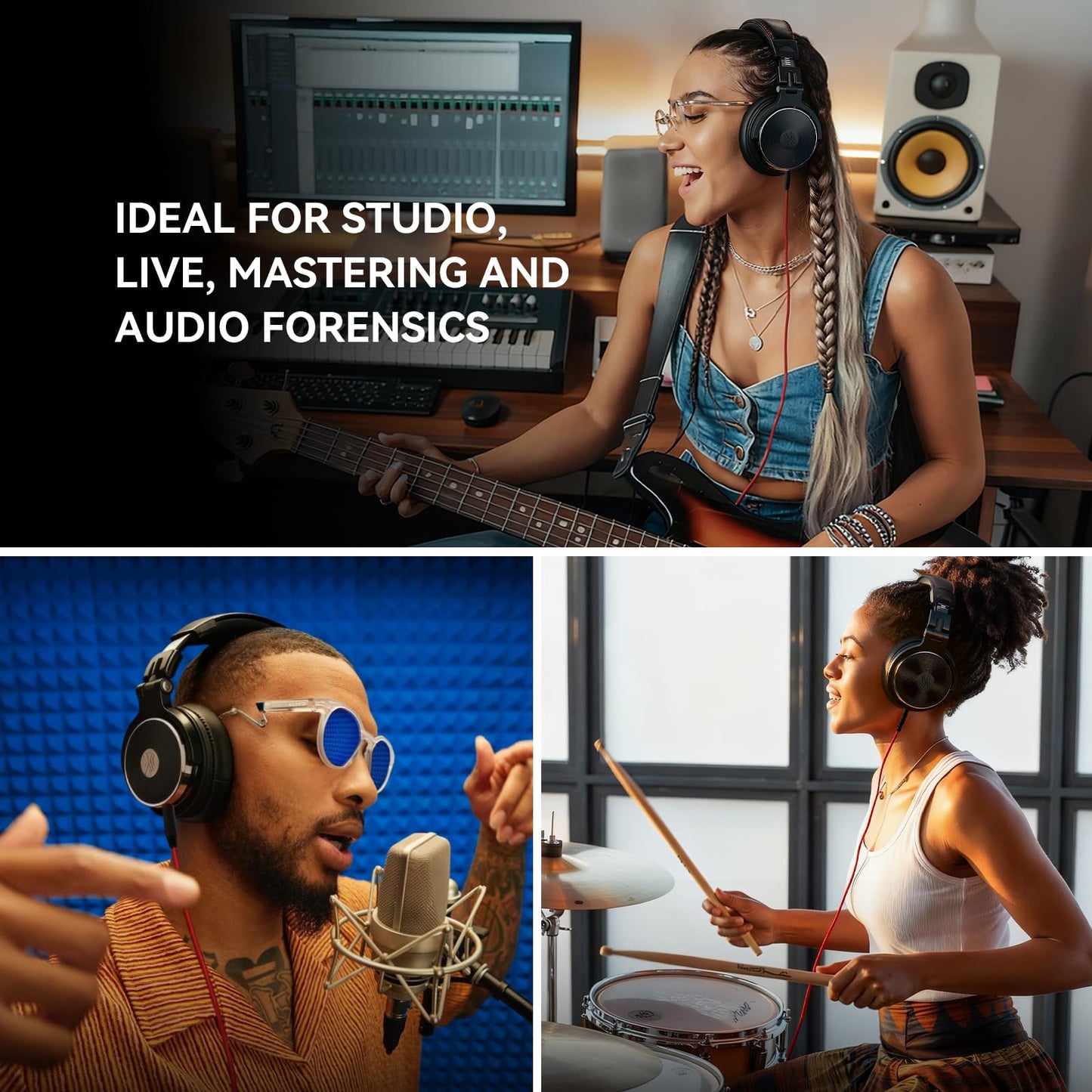 OneOdio Hi-Res Professional Studio DJ Headphones for Monitoring and Mixing Recording, Over Ear Headphones with 50mm Driver Unit with Detachable Cable