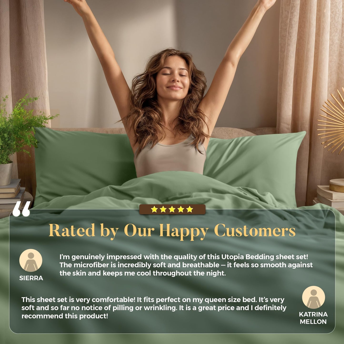 Utopia Bedding King Bed Sheet Set - 4 Piece Bedding - Soft Brushed Microfiber Fabric - Shrinkage & Fade Resistant - Easy Care (Sage)