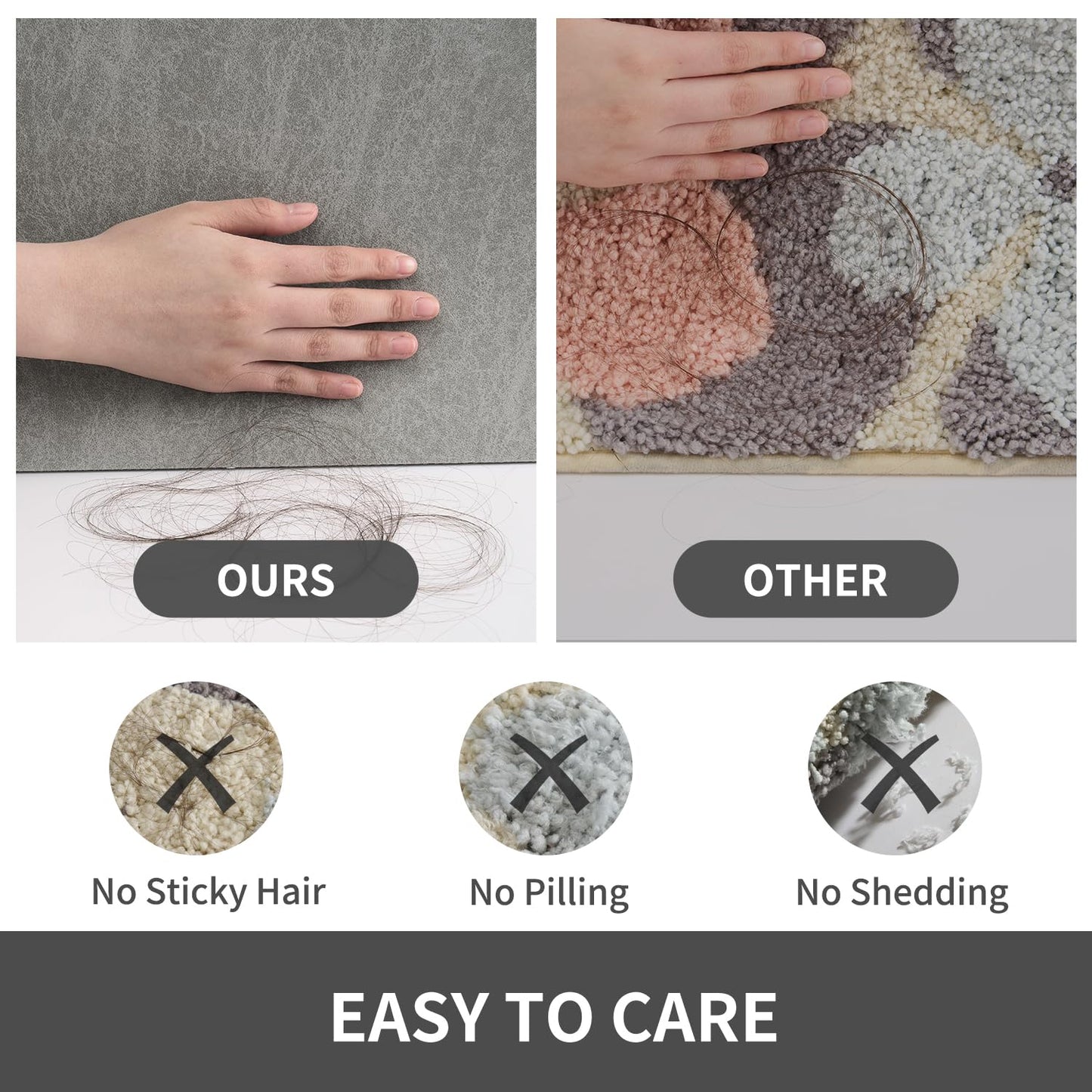 MontVoo Bath Mat Rug for Bathroom-Bathroom Mat Bathroom Rug Non Slip Absorbent Quick Dry Bathmat Shower Mats-Bathroom Floor Mats in Front of Bathtub Sink Washroom Mat Grey 61x91CM