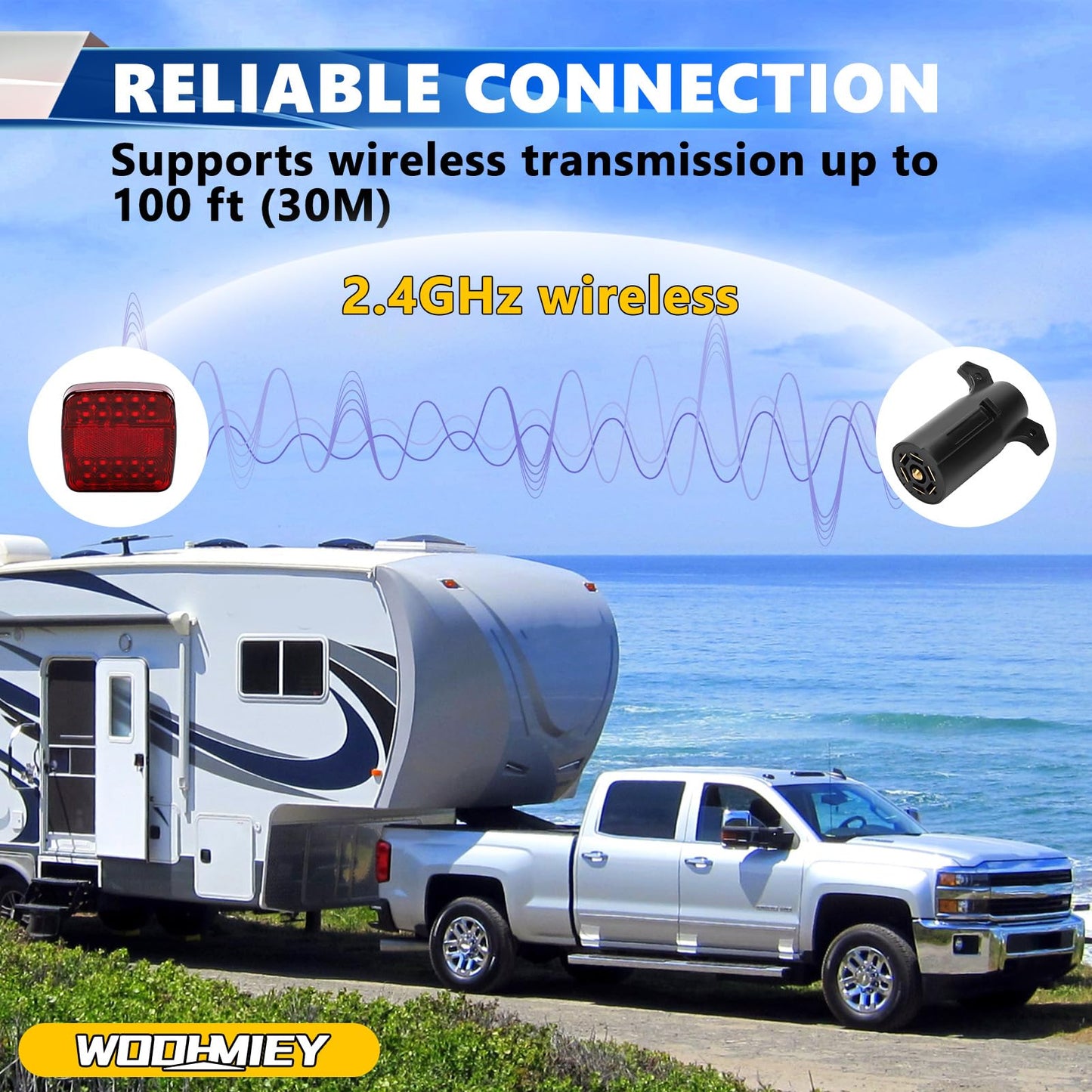 WODHMIEY Wireless Magnetic LED Trailer Lights, 2.4GHz 100 Feet Stable Signal, Storage Box, Rechargeable Tow Lights for Trucks Vehicles Trailers Campers Boats