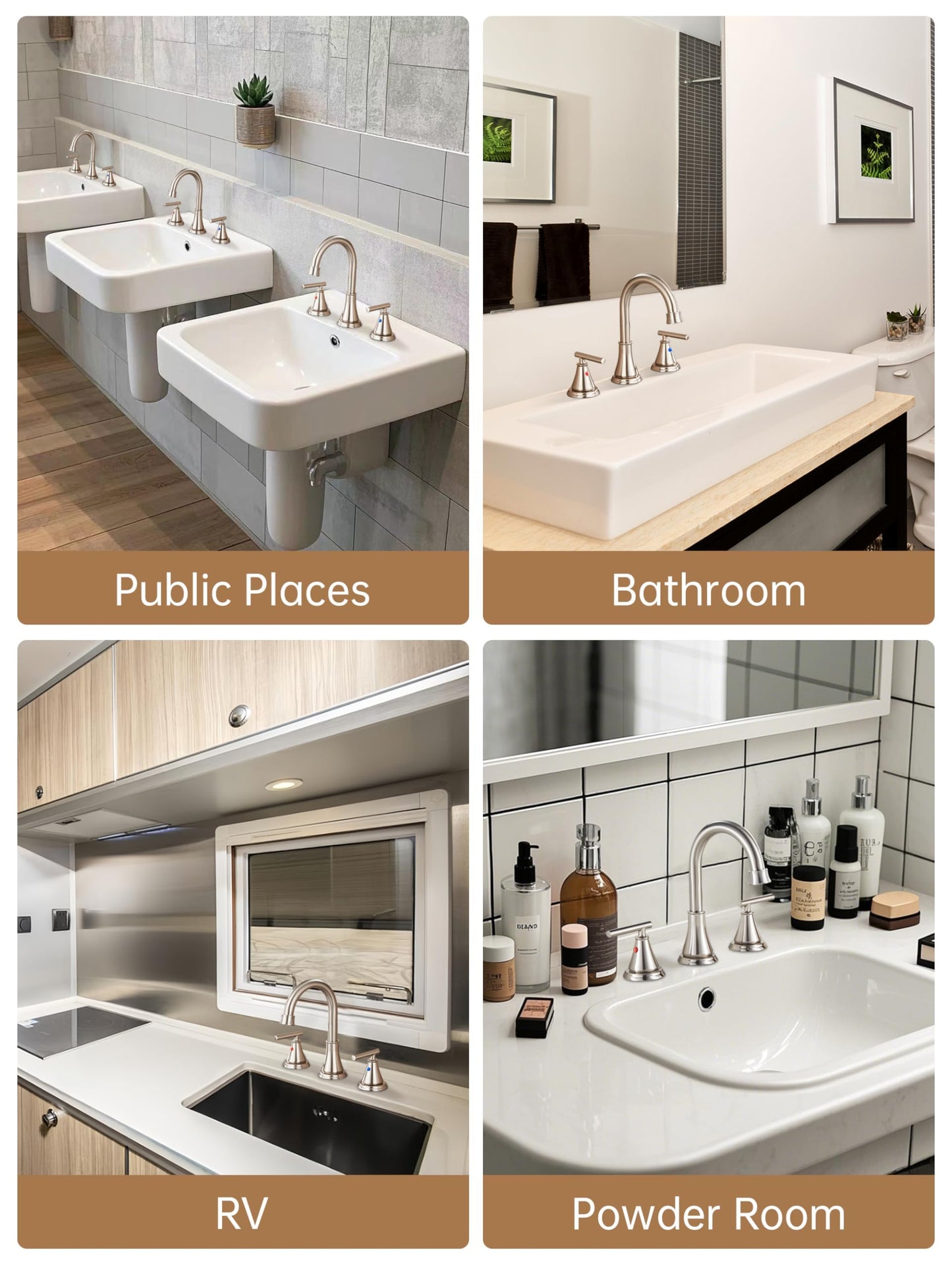 Fransiton Bathroom Faucet 3 Hole 8 Inch Widespread Bathroom Sink Faucet, Brushed Nickel Washroom Faucet Vanity Faucet Bathroom Tap with Metal Pop-up Drain and Basin Faucet Supply Hoses