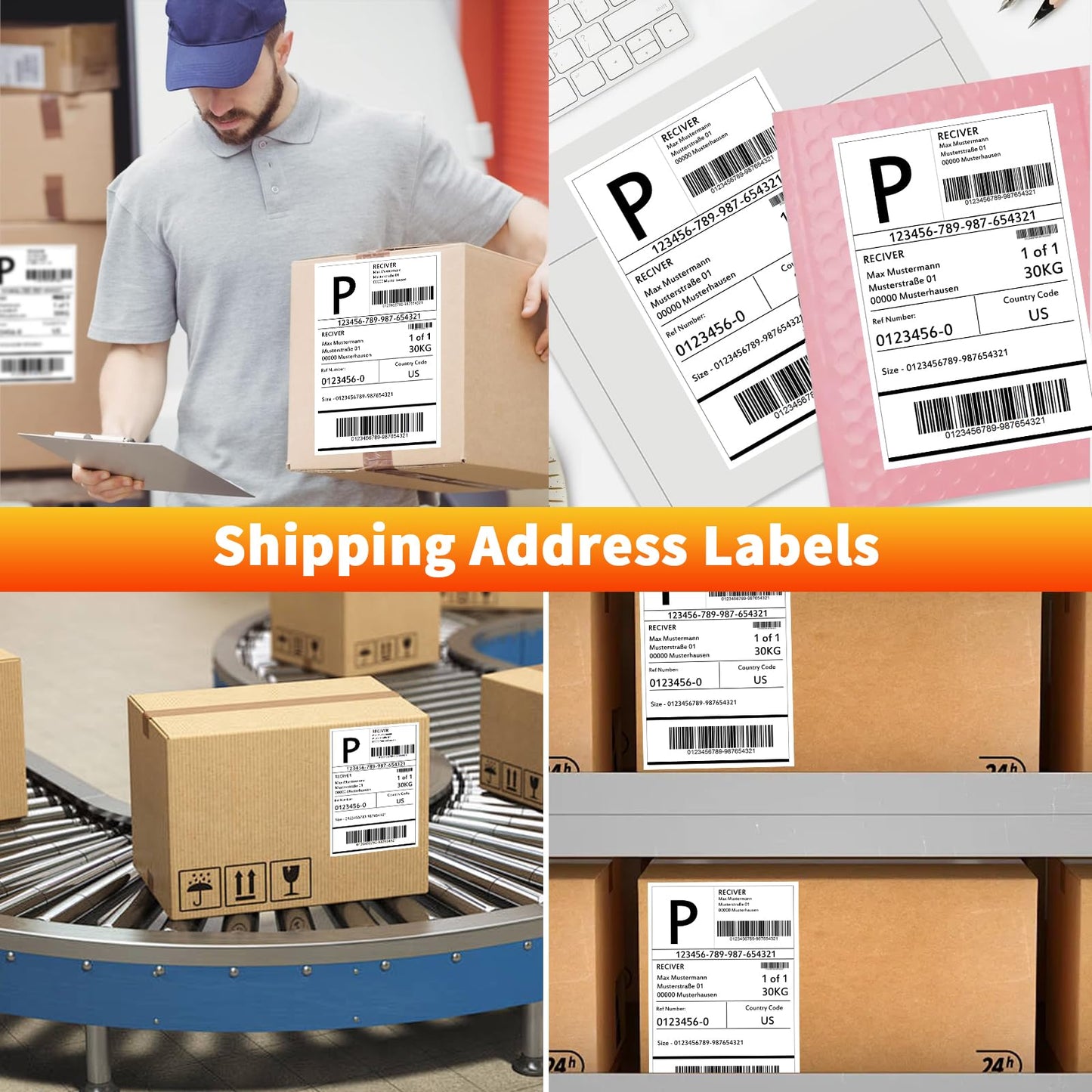 Printable Sticker Paper – 500 Sheets 8.5 x 11 Full Sheet Labels, Matte Self Adhesive Sticker Paper for Inkjet & Laser Printers, Full Page Printable Label Paper for Shipping, Address
