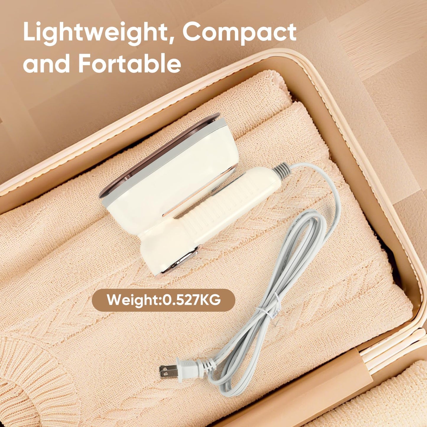 1200W Portable Iron Steamer Clothes - LED Display & 3+1 Level Steam, Small Hand Held Steamer with 130ml Tank, Travel Size Iron with Ironing Glove, Dorm Essential, Off White(110V Only, Not for Europe)