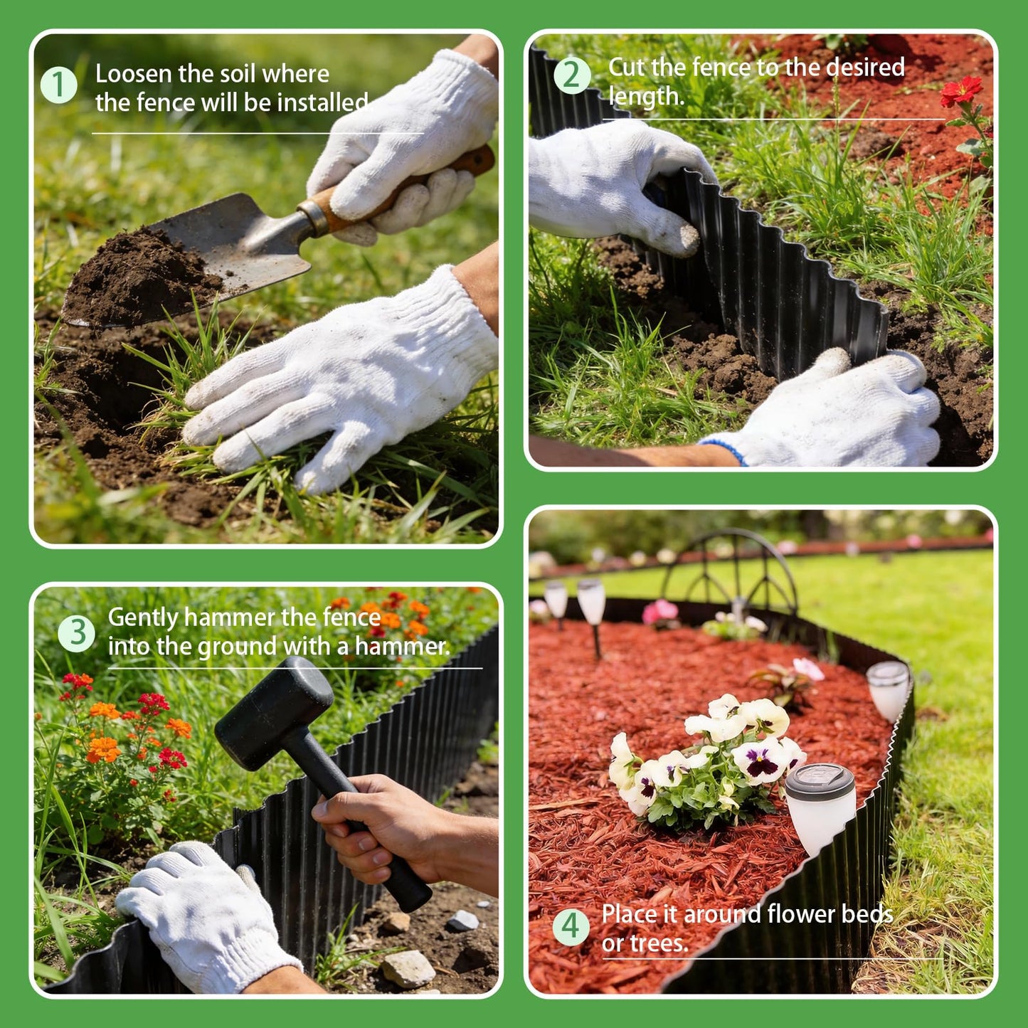 20FT Garden Corrugated Metal Landscape Edging-10'' H Bendable Sturdy Landscape Lawn Edging -Garden Metal Edging Border for Raised Flower Bed Tree Surrounds-Black. (10inch*20FT)