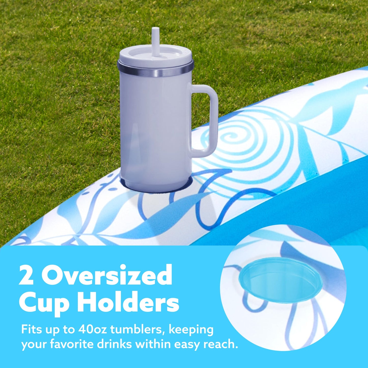 Sloosh Tanning Pool Lounger Float, Luxury Fabric Large Pool Floats Inflatable Lake Float Heavy Duty Suntan Tub for Lake, Outdoor, Backyard, Swimming Pool