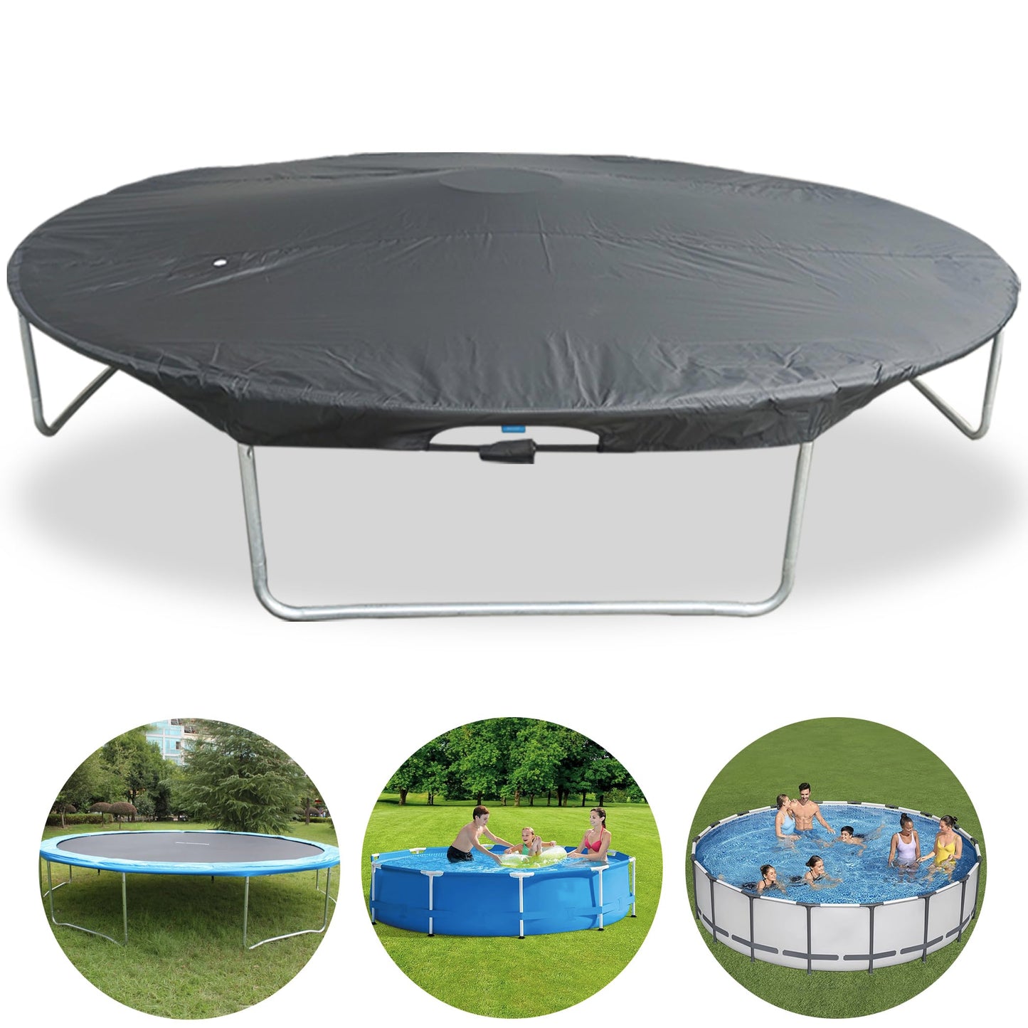 SIHAIAN 8 Ft Trampoline Cover 420D Trampoline Winter Cover One-Click Installation and disassembly Trampoline Protective Cover Anti-UV, Snow, Dust-Proof Trampoline Weather Cover