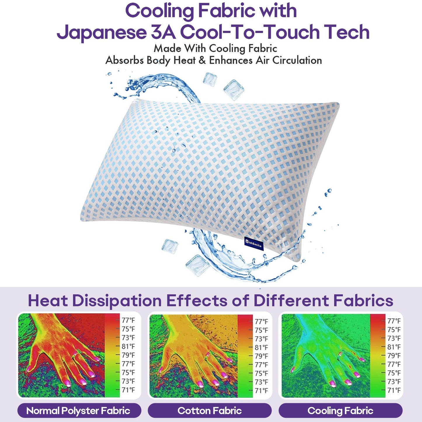 Cooling Memory Foam Pillows King Size 2 Pack, Adjustable Shredded Foams, Soft Firm Bed Pillow for Sleeping with Hypoallergenic Zipper Pillow Cover for Side, Back Sleepers, 20x36In