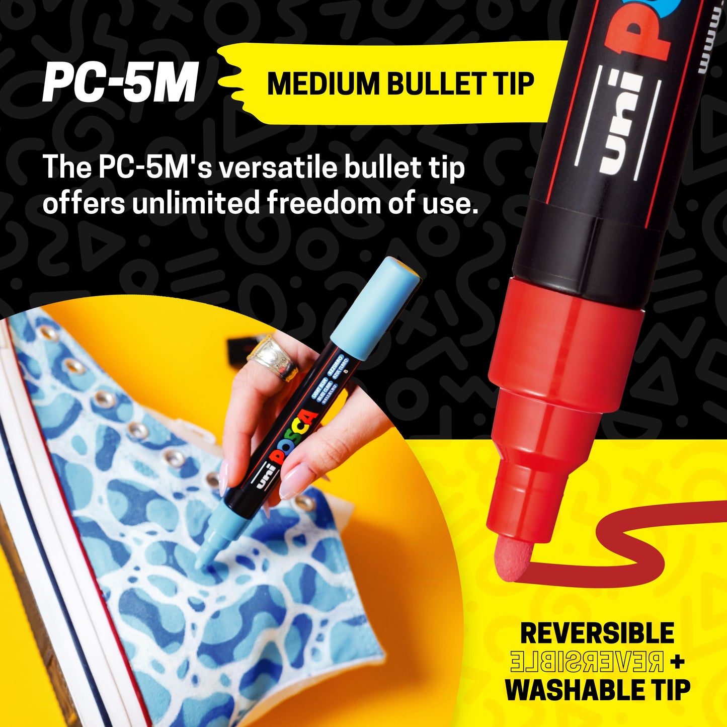 Posca Paint Art Markers, Set of 15 5M Medium Acrylic Markers with Reversible Tips, Artist Recommended Paint Pens for Gifts, Decorations, Fabric, Metal, Glass, Wood and Canvas
