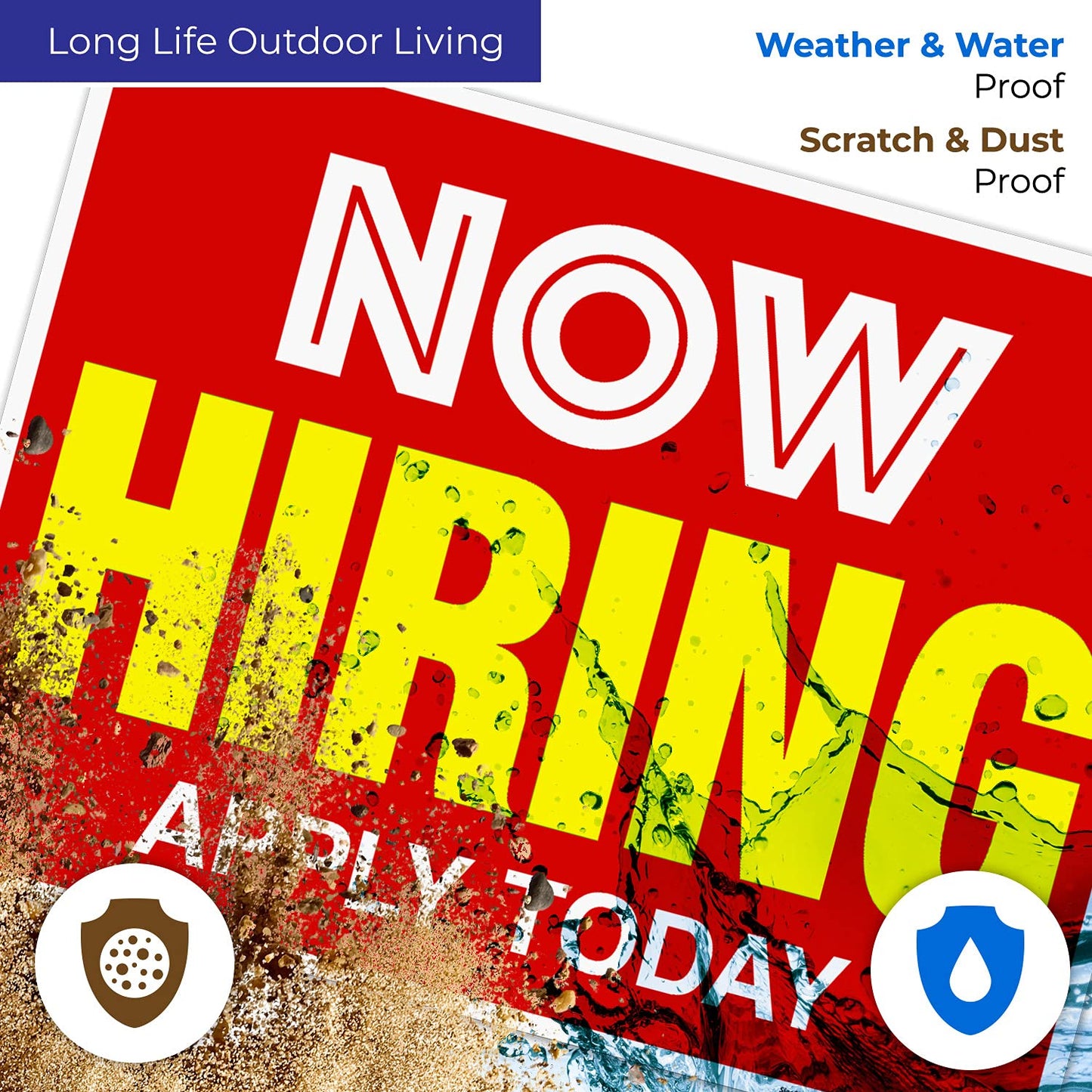Now Hiring Sign, Help Wanted Signs for Business, (2 Pack) Double Sided 18x24 Inches, Corrugated Plastic with Metal H Stake, Made in USA