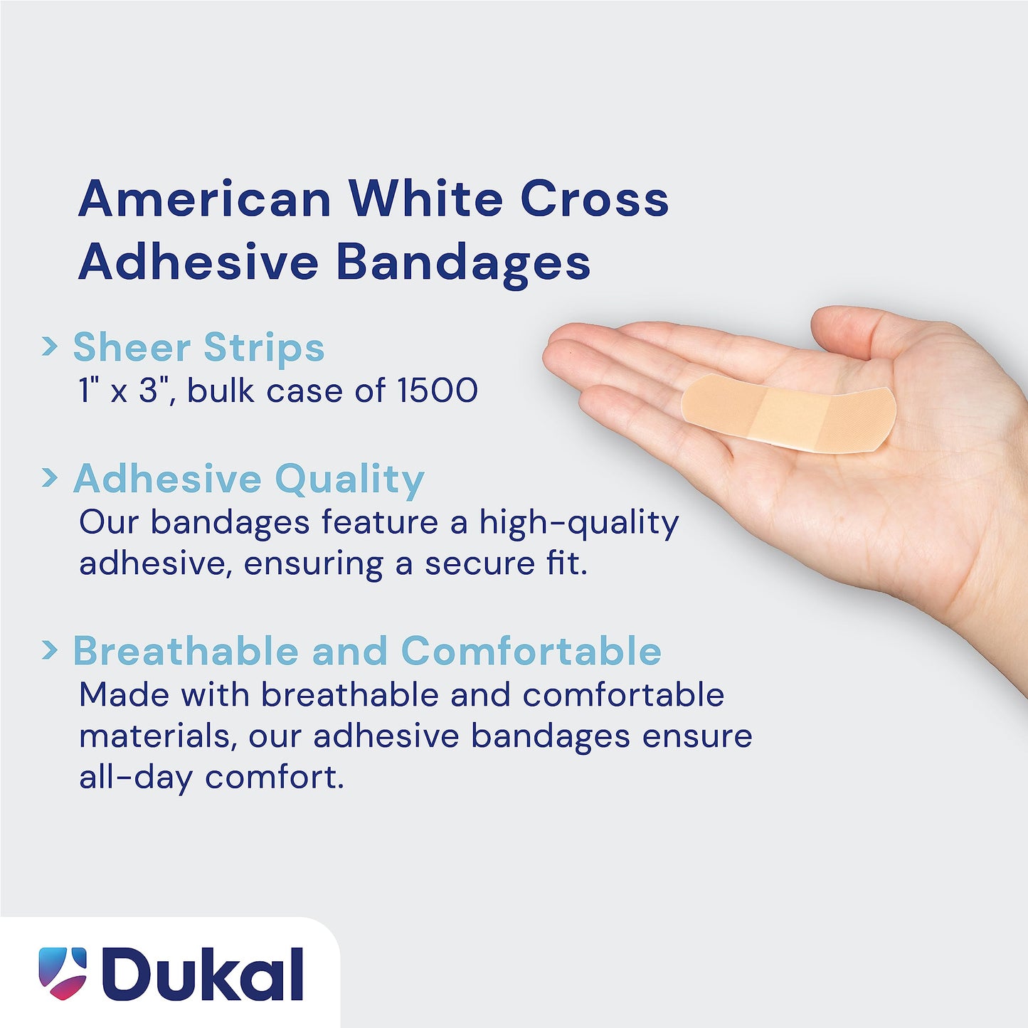 American White Cross 1314000 Sheer Adhesive Strips, Sterile, 1" x 3" Bulk, 150/Tray, 10 Tray/Case (Pack of 1500)