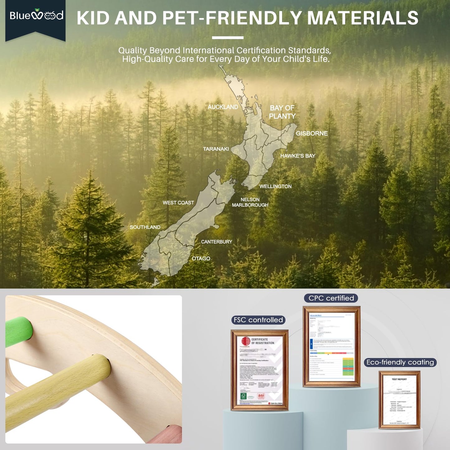 BlueWood Wooden Ladder Arch for Climbing Toddlers Waldorf Children Indoor Gym Learning Playset Playground Kids - Rainbow