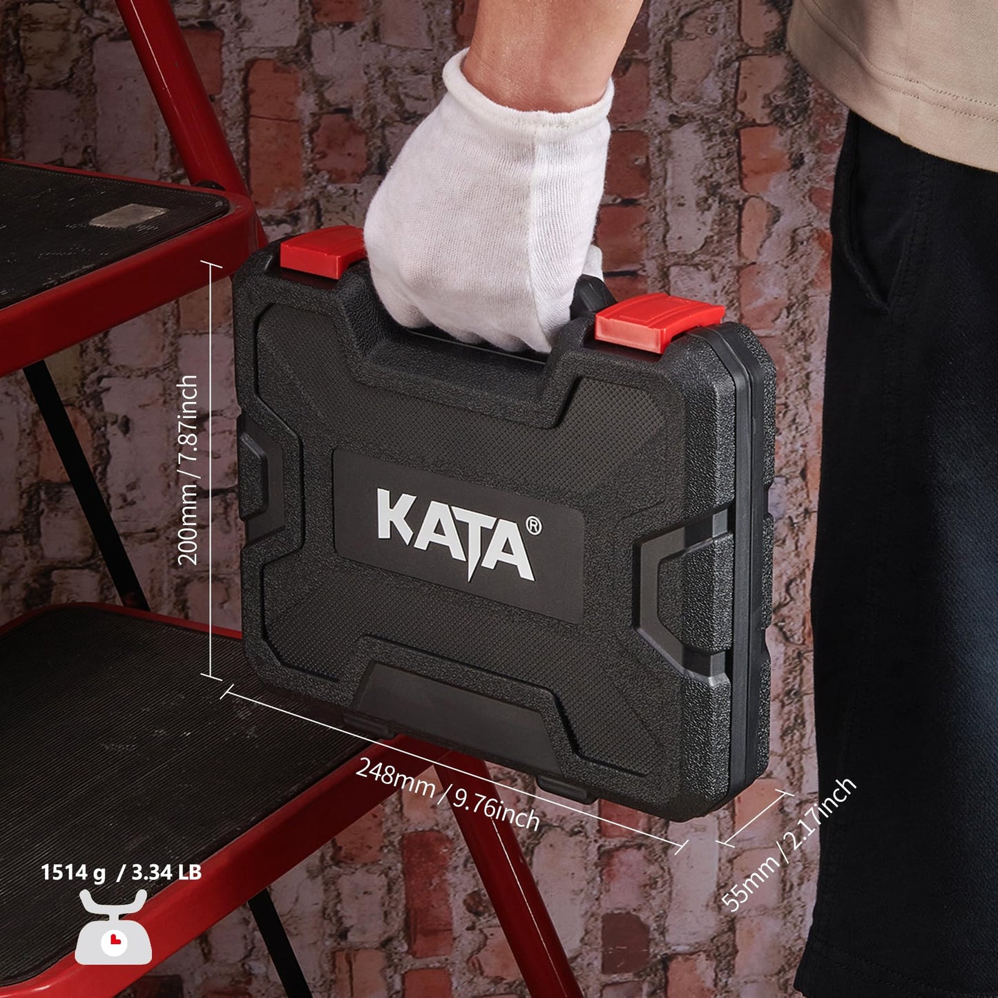 KATA Hole Saw Set 24PCS Hole Saw Kit with 3/4"-6"(19-152mm) 13PCS Saw Blades, 2 Mandrels, 3 Drill Bits, 1 Installation Plate, 1 Hex Key, Ideal for Soft Wood, Plywood, Drywall, PVC