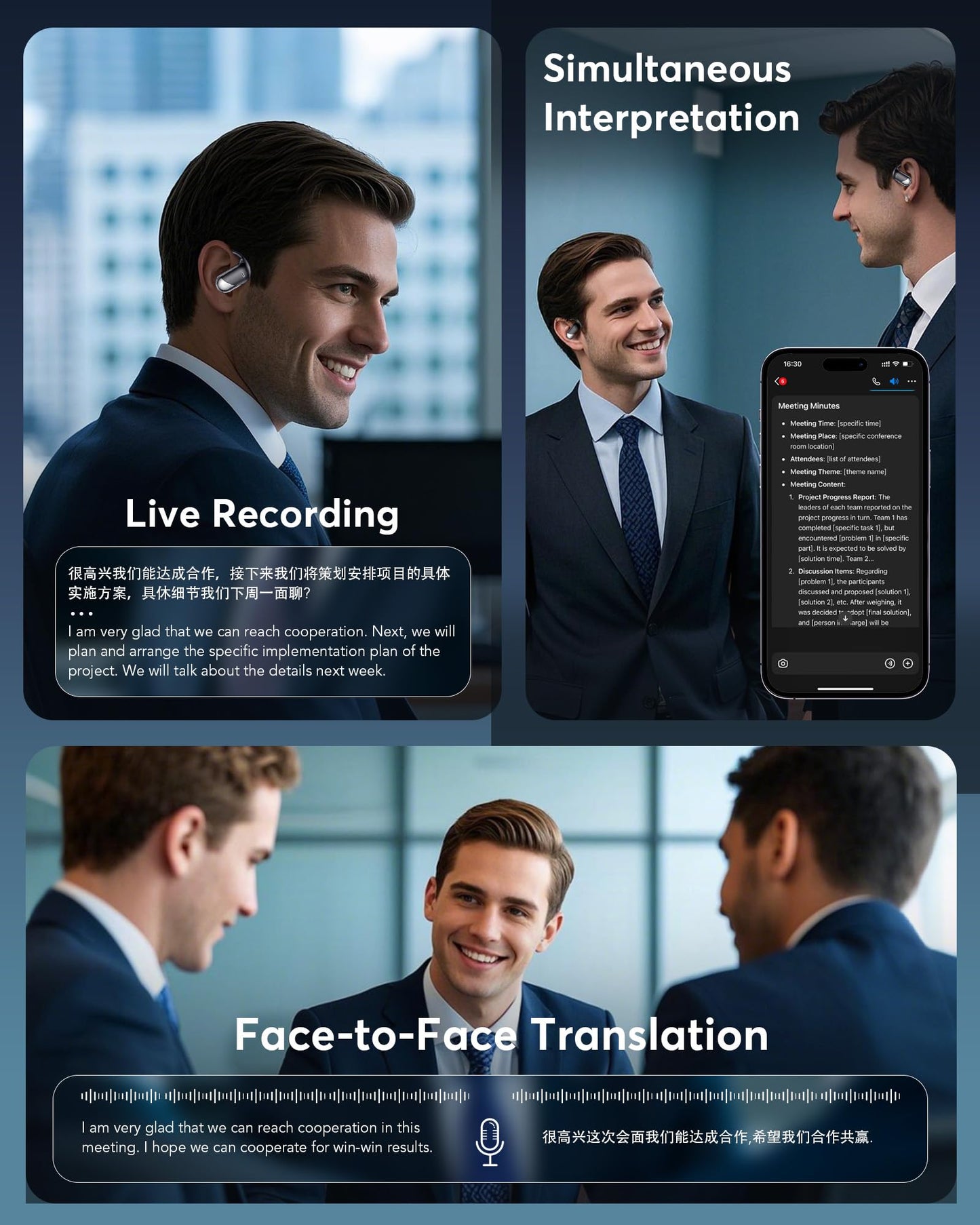 Real-Time AI Translation Earbuds - 198 Languages 3-in-1 Translating Device, Écouteurs traducteurs Anglais-français, Clear Voice Translation Headphones with Charging Case for Travel & Learning