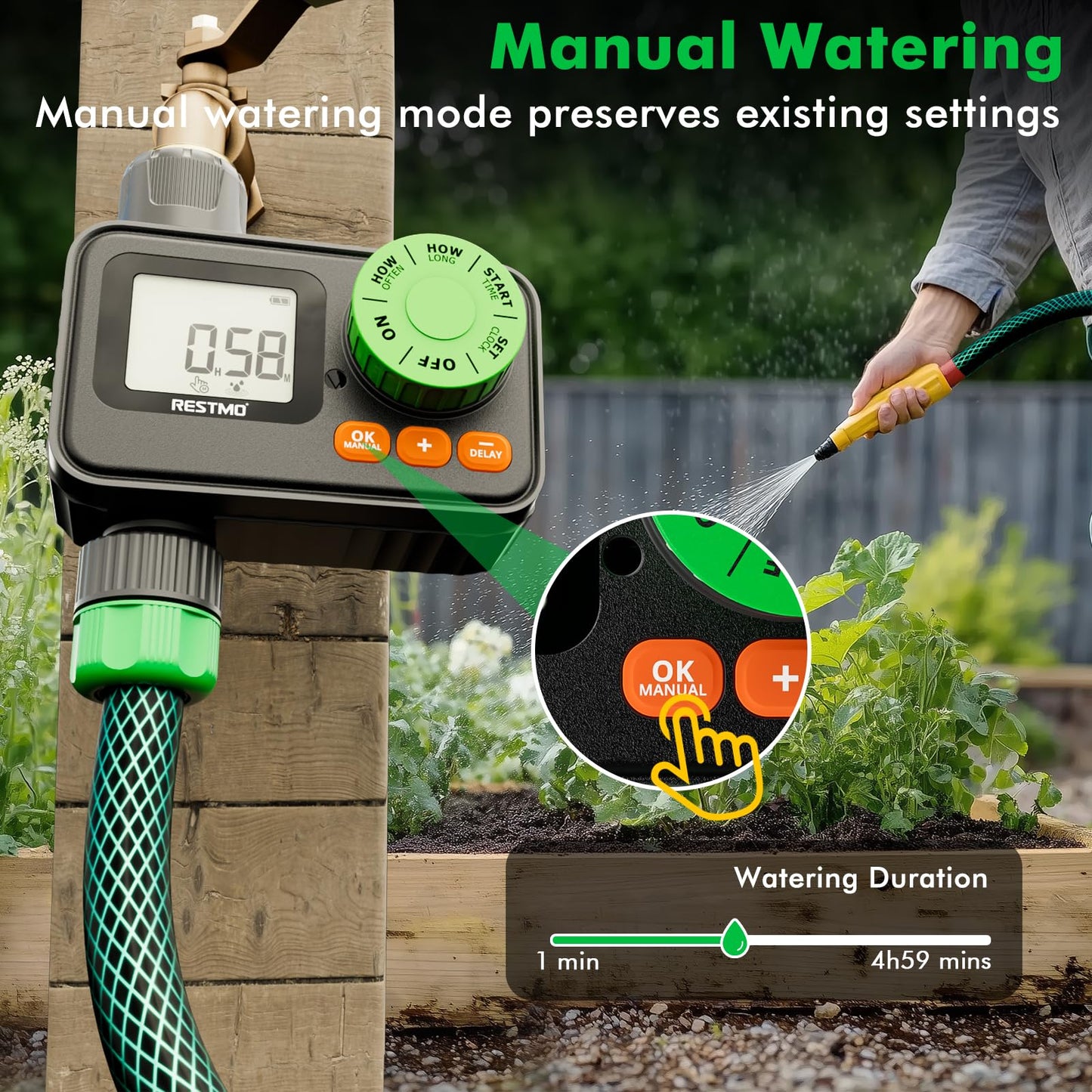 [2 Pack] RESTMO Water Timer, Sprinkler Timer for Garden Hose, Programmable Hose Timer with Automatic/Rain Delay/Manual Watering, Digital Irrigation Timer for Outdoor Faucet, Yard and Lawn