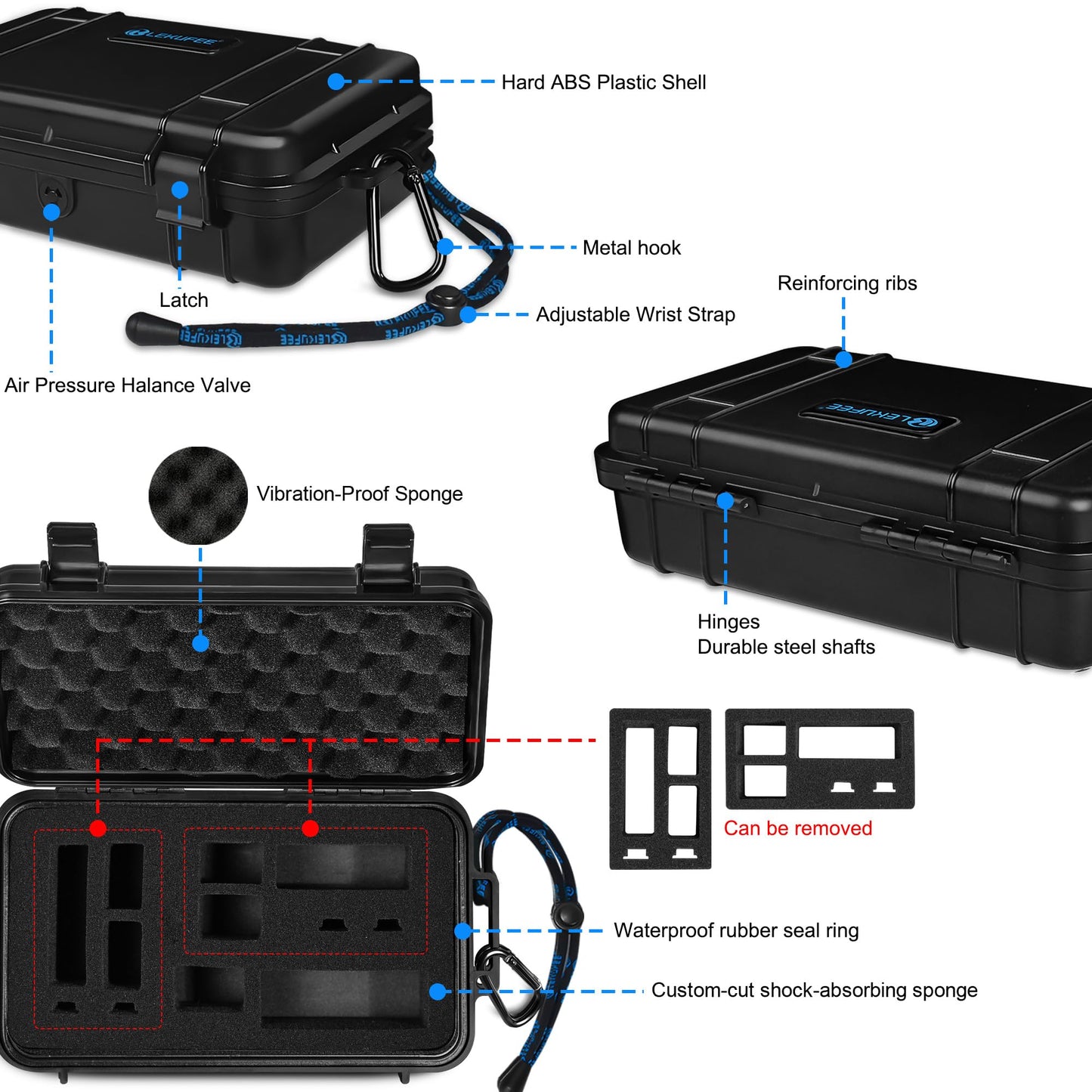 Lekufee Travel Waterproof Hard Case for DJI Mic 3, Mic 2, Mic Mini, Transmitter, Receiver, Lavalier Mic, Accessories(Case Only)