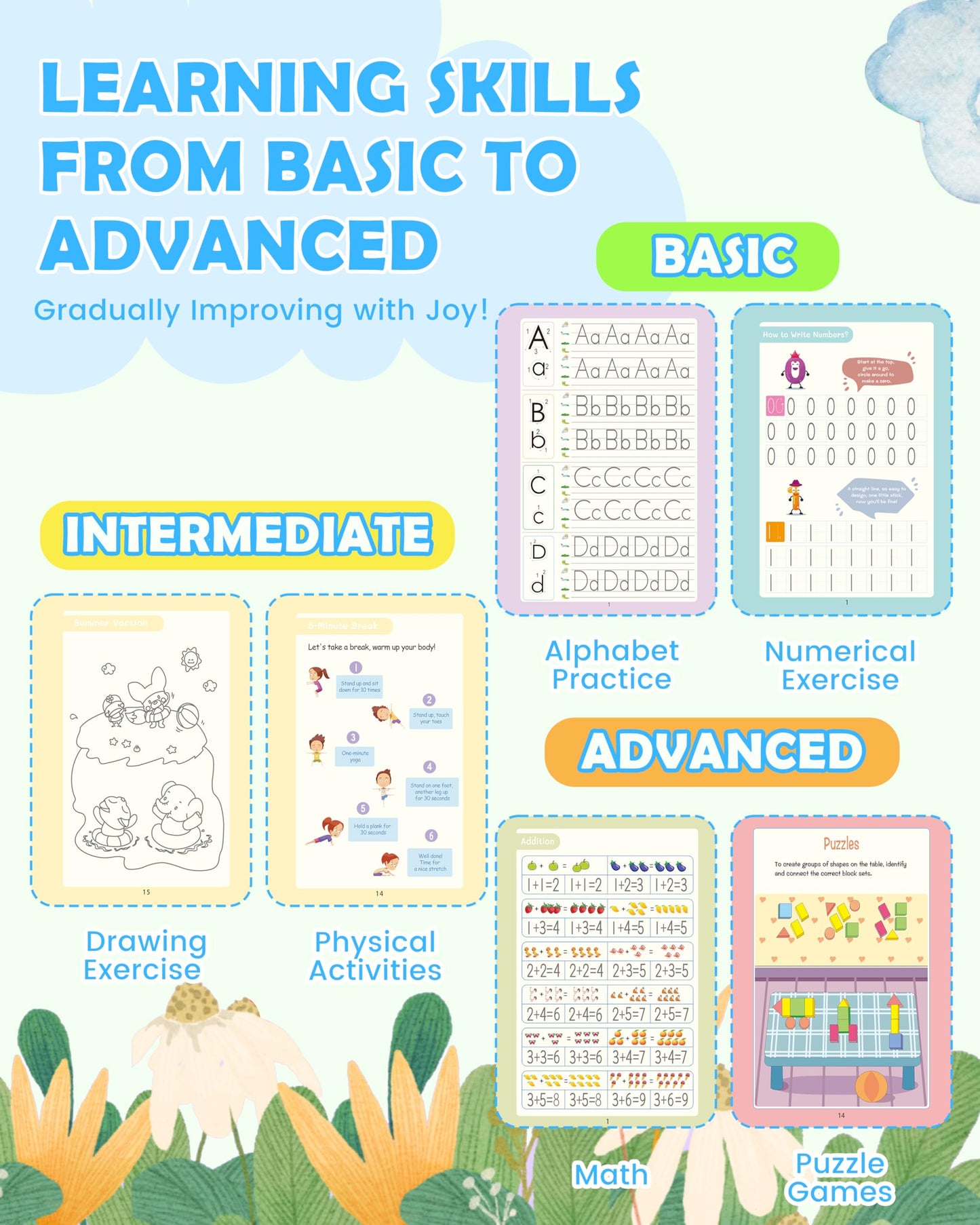 Magic Handwriting Practice Copybook, Large Grooved Handwriting Practice for Kids 3-8, Toddler Writing Practice Math Calligraphy, Letter Tracing for Kindergarten Preschool, 24x16cm