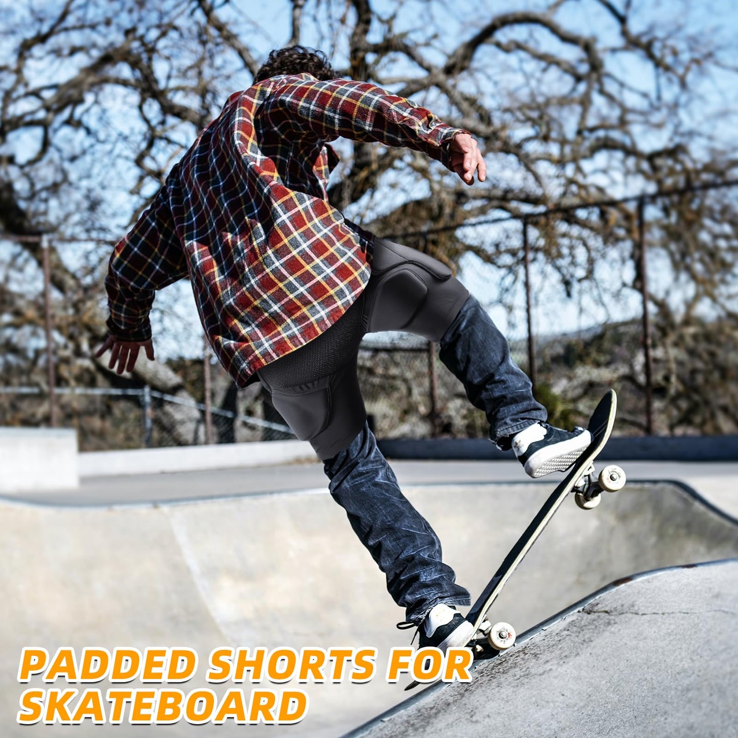 Cienfy 3D Hip Protective Padded Shorts EVA Tailbone Pad Impact Gear for Skiing Skating Snowboarding Skateboarding(X-Large)