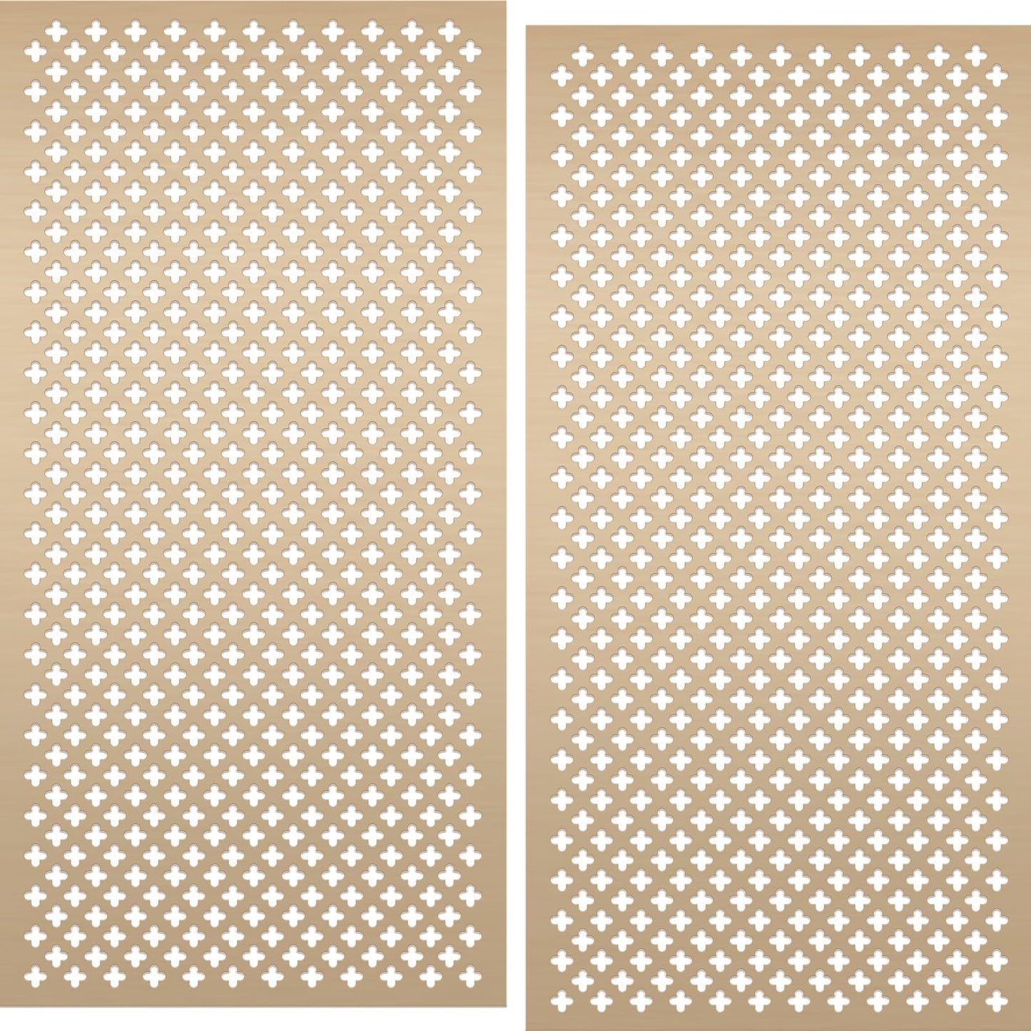 Therwen 2 Pcs Cloverleaf Aluminum Sheet 1 x 2 ft Perforated Metal Sheets 0.04 Inch Thick Gold Metal Mesh Decorative Sheet for Indoor Outdoor