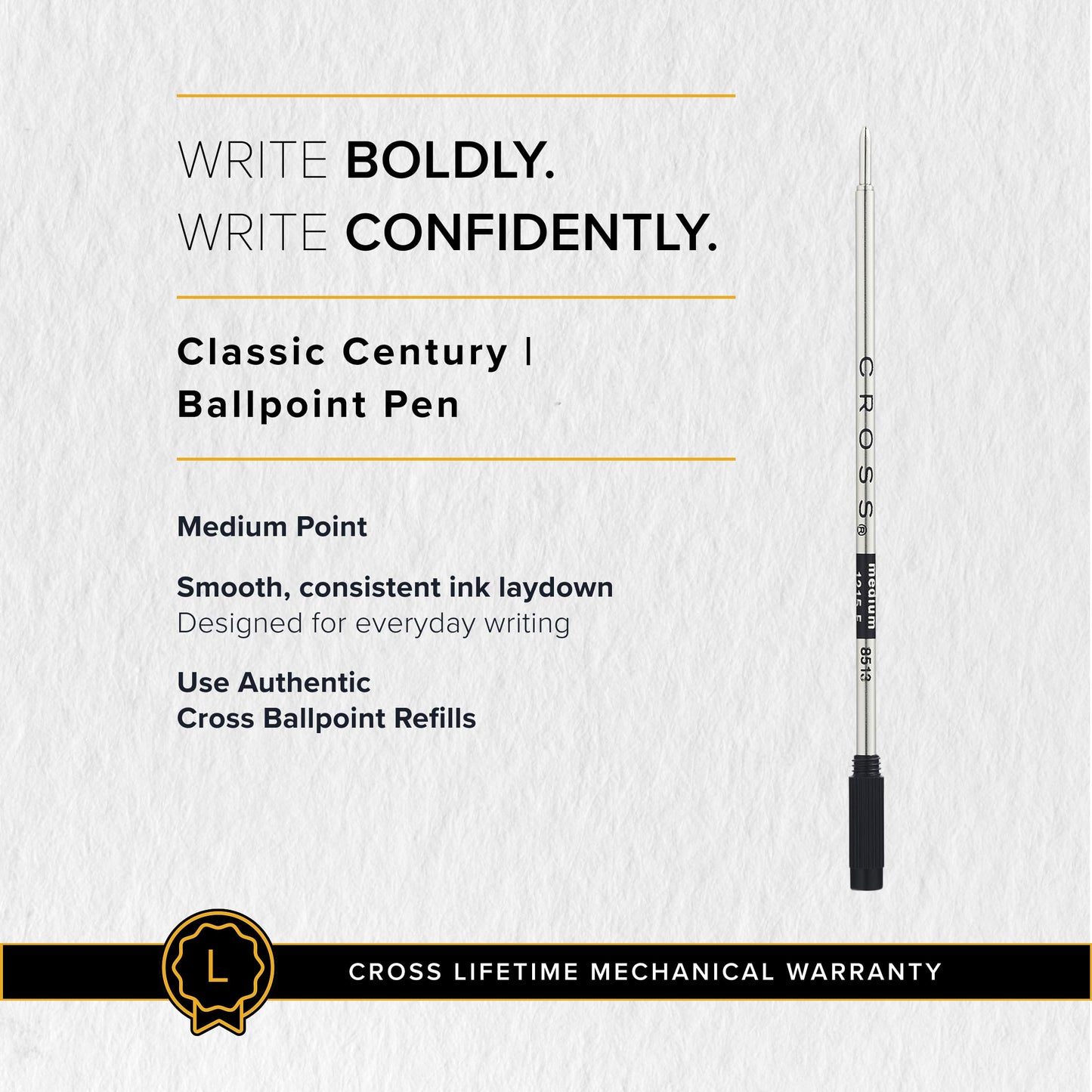 Cross Classic Century Titanium Grey Micro Knurl and Brushed Titanium Grey PVD Ballpoint Pen