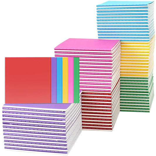 150 Pack Mini Blank Notebooks Bulk, 4 x 4 Inch Small Pocket Sketchbooks for Adults, Journal Notepads for Drawing, Writing, Wedding Favors, Travel, Office Supplies, 24 Sheets/48 Pages (6 Color)