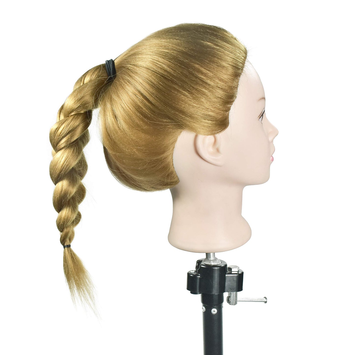 28" Cosmetology Mannequin Head Light Brown Synthetic Hair Professional Hairdressing Training Head Manikin Head with Free Clamp