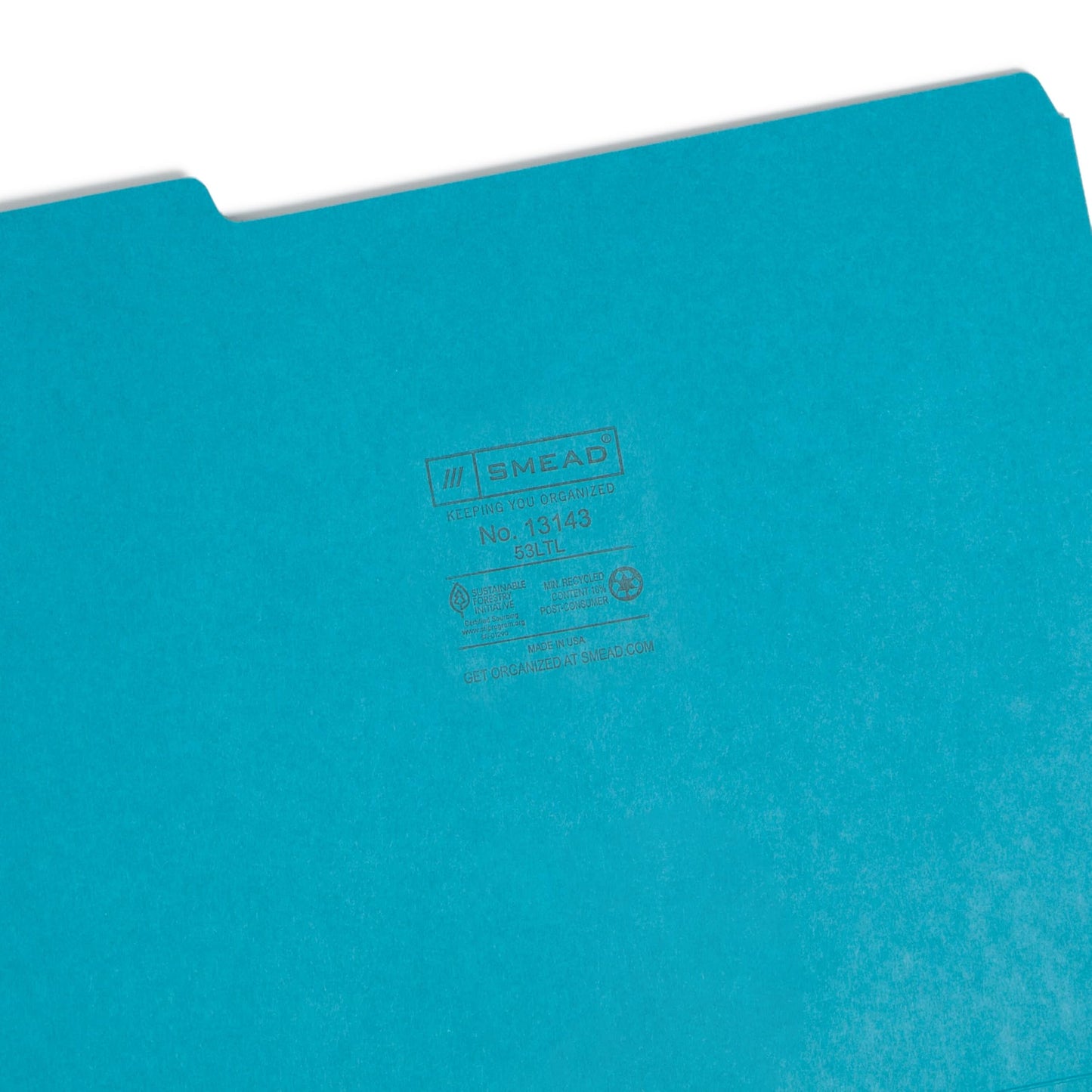 Smead 1/3-Cut File Folders, Letter Size, Teal, 100 Per Box (13143)