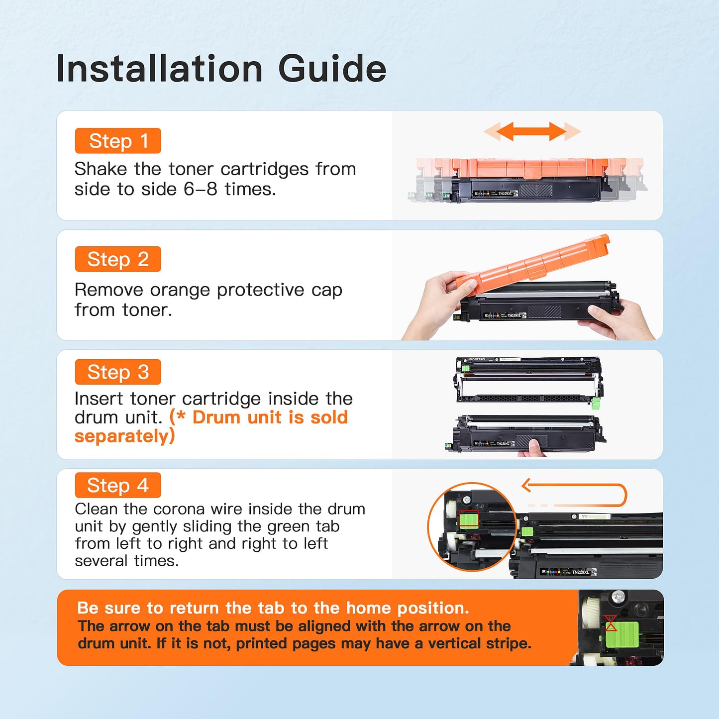 (Newest Chip) TN229XL Toner Cartridges 4 Pack Compatible Replacement for TN229XL TN-229XL TN229 XL for MFC-L3720CDW MFC-L3780CDW HL-L3220CDW HL-L3280CDW Printer High Capacity (BK/C/M/Y)
