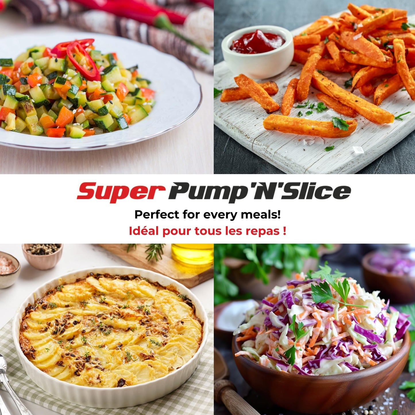 Starfrit Super Pump’N’Slice, Safe Vertical Mandoline, Oversized Feeder, Vegetable Slicer, Chopper, Adjustable Thickness