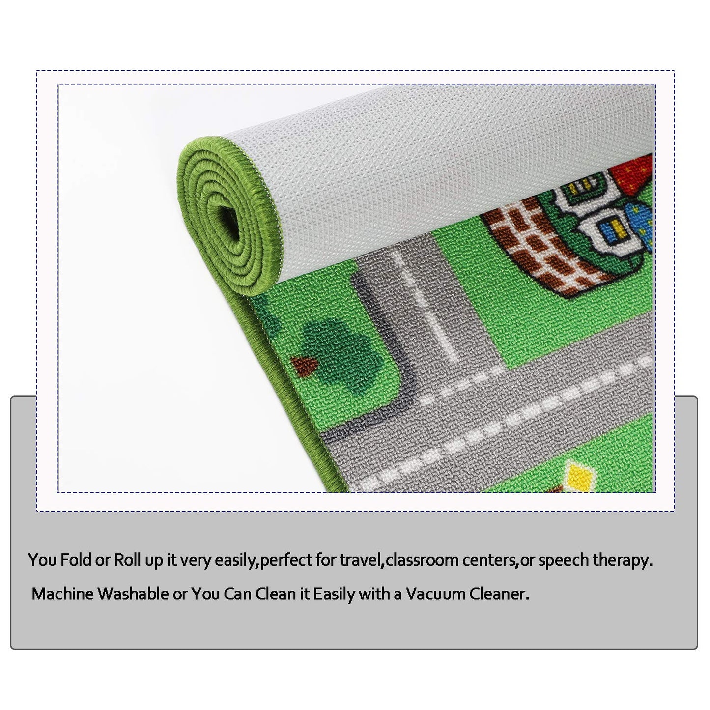 Capslpad Kids Play Rug for Playroom 5.2x3.3 ft Town City Road Map Car Mat Play Mat Educational Learning Carpet Area Rug for Boy Girl Toddler Bedroom Playroom