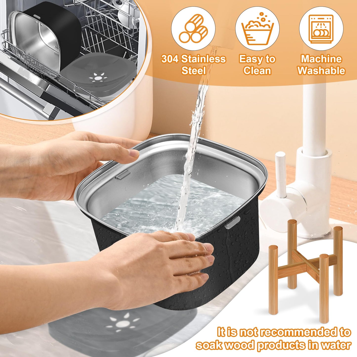 Decflow 3L Elevated Dog Water Bowl, Stainless Steel Raised Slow Water Bowl with Stand, Large Capacity No Spill Dog Dispenser for Small, Medium and Large Dogs