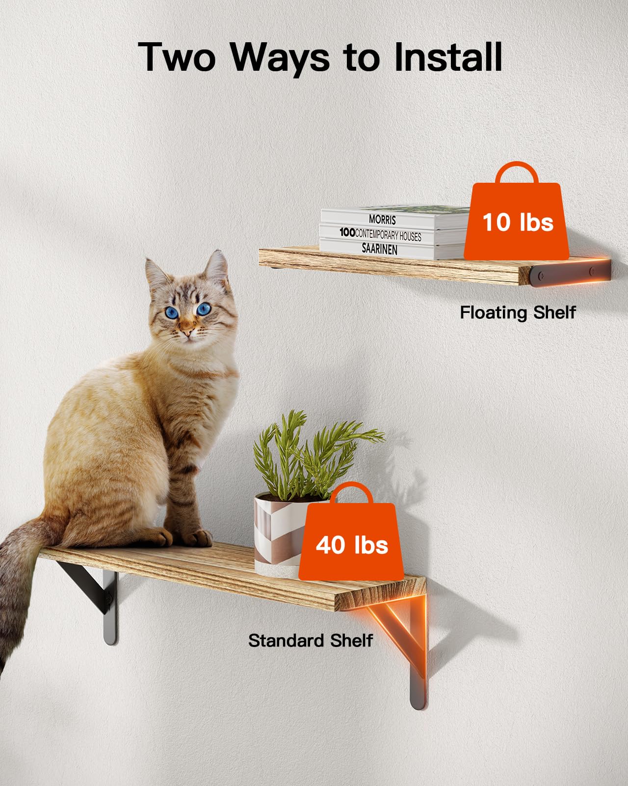 AMADA HOMEFURNISHING Wall Shelves Set of 6, Wood Floating Shelves for Wall Decor, Rustic Farmhouse Floating Shelf for Bedroom, Wall Shelf for Bathroom Storage, Book Shelves for Living Room