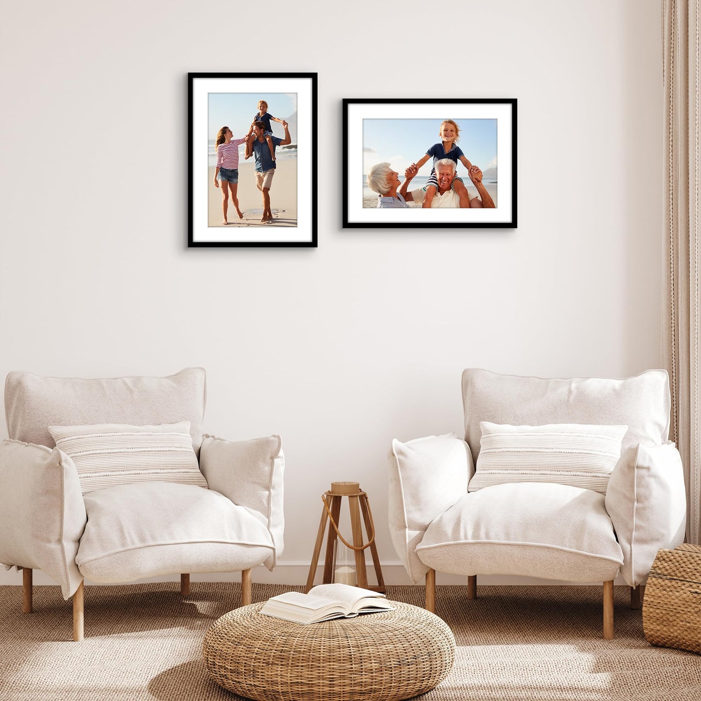 Americanflat 16x22 Picture Frame with Polished Plexiglass - Set of 2 - Use as 12x18 Frame with Mat or Display 16x22 Photo Without Mat - Galleria Collection - Picture Frames for Wall Display - Black