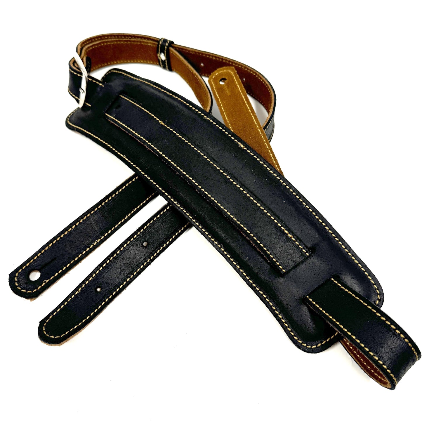 Walker & Williams C-19 New Charcoal Black Deluxe Vintage Style Rockabilly Guitar Strap Premium Signature Soft Grain Leather And Nonslip Suede Back For Acoustic, Electric, And Bass Guitars, Charcoal
