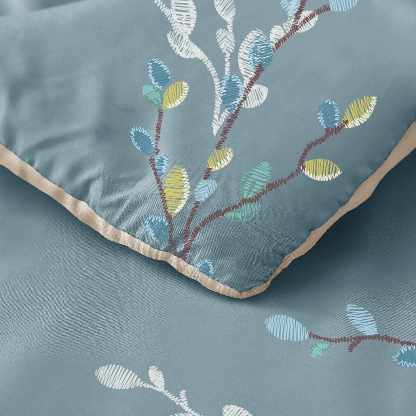 Exclusivo Mezcla 3-Piece King Size Comforter Set, Microfiber Bedding Down Alternative Comforter for All Seasons with 2 Pillow Shams, Floral Pattern, Blue