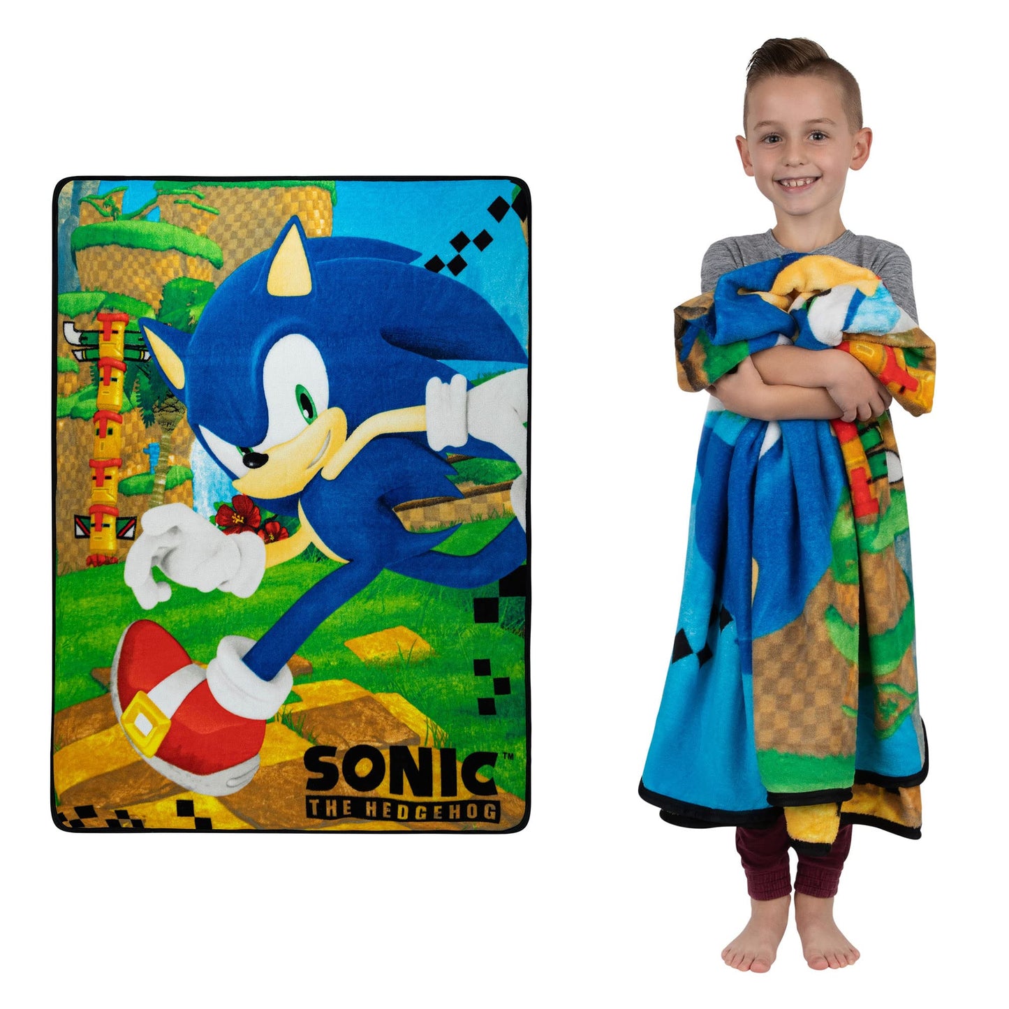 Sonic The Hedgehog Gaming Kids Bedding Super Soft Plush Throw Blanket, 46 in x 60 in, (Officially Licensed Product) By Franco