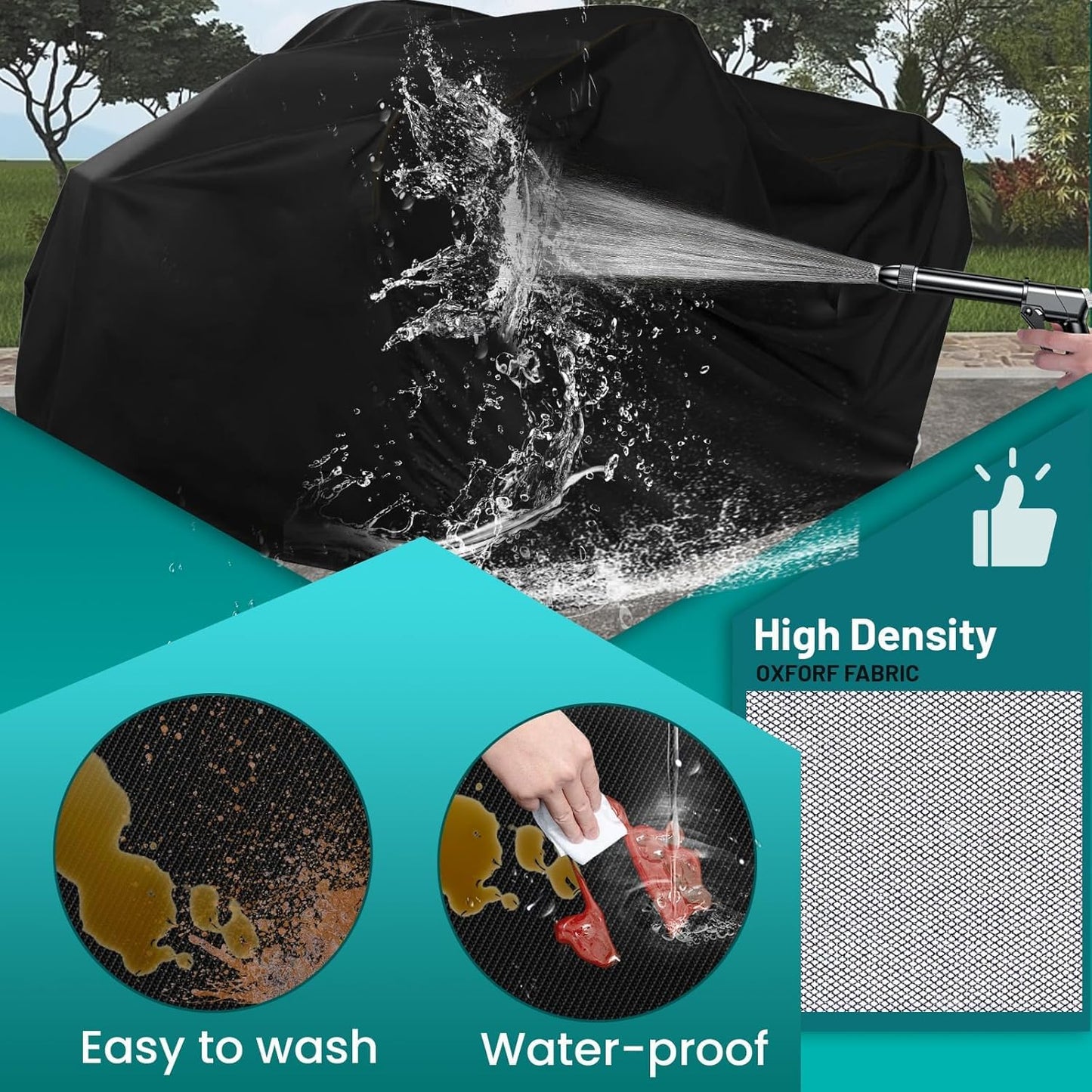 QYMOTO ATV Cover 4 Wheeler Cover Waterproof 420D,Large Quad Cover ATV Covers XXL 2 UP Durable Thick Outdoor Protection for Polaris Sportsman,Can am Outlander,Arctic Cat,CFMOTO Cforce 600 1000,Yamaha