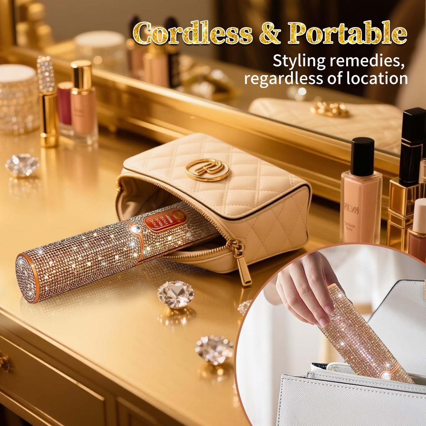 Cordless Hair Straightener, Portable Straightener 2 in 1 for Hair Straightening and Curling, Fast Heating Cordless Flat Iron, 5000mAh hair straightener travel,210°C/410°F within seconds (Libre)