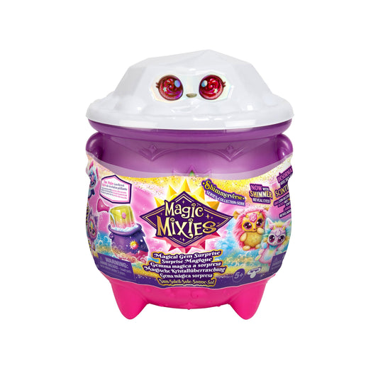 Magic Mixies Magical Gem Surprise Cauldron. with New Shimmer Eyes! Reveal an Mixie Plushie from The Fizzing Cauldron and Discover 2 Magical Solar Gem Surprises!