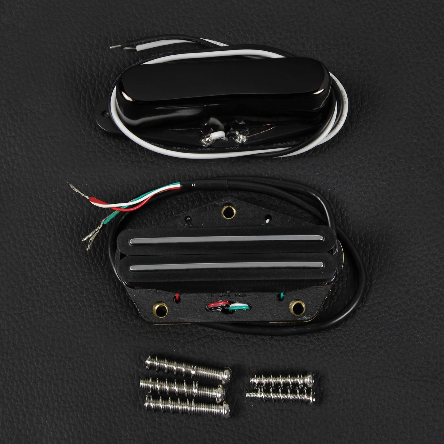 FLEOR Alnico 5 Tele Pickups Set Neck Pickup and High Output Hot Dual Rail Bridge Humbucker Pickup Set,Black