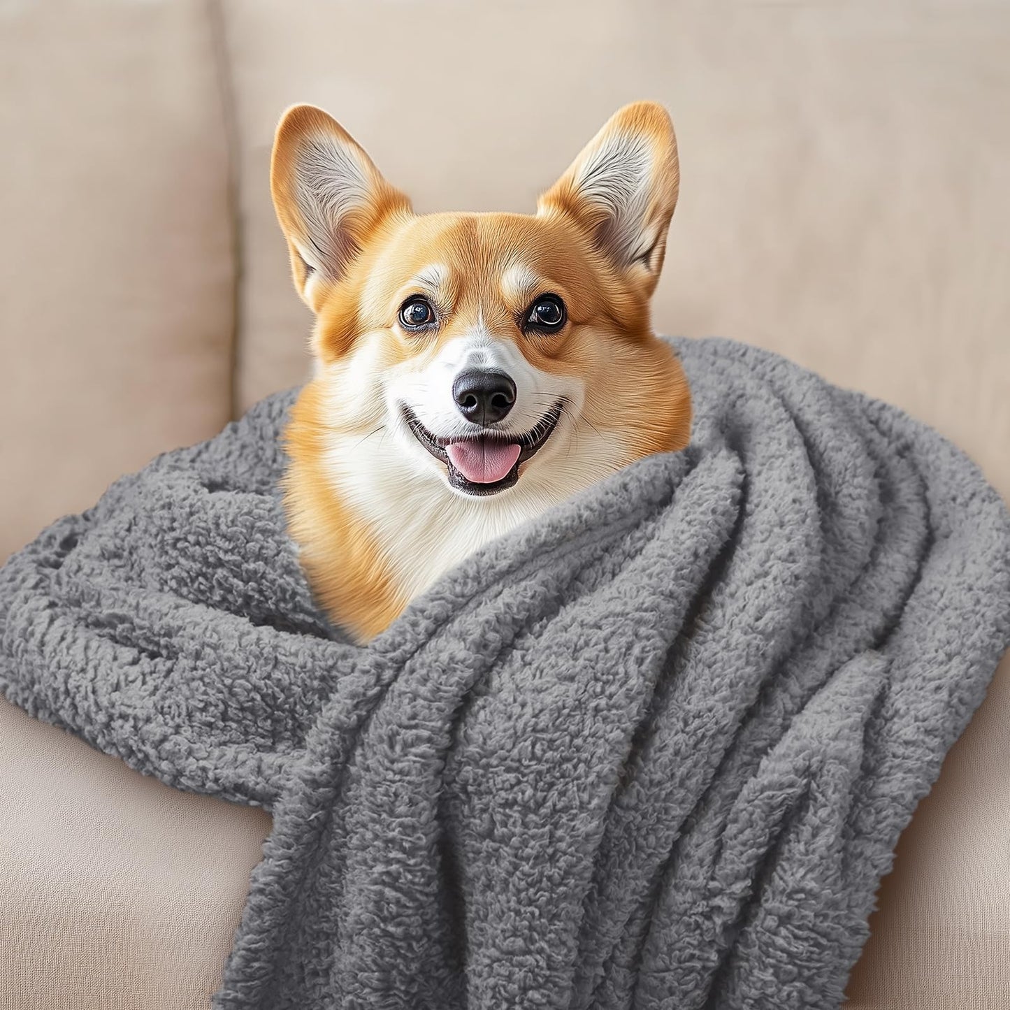 Luciphia 1 Pack 3 Blankets Fluffy Premium Fleece Pet Blanket Soft Sherpa Throw for Dog Puppy Cat Grey Large(41 * 31")